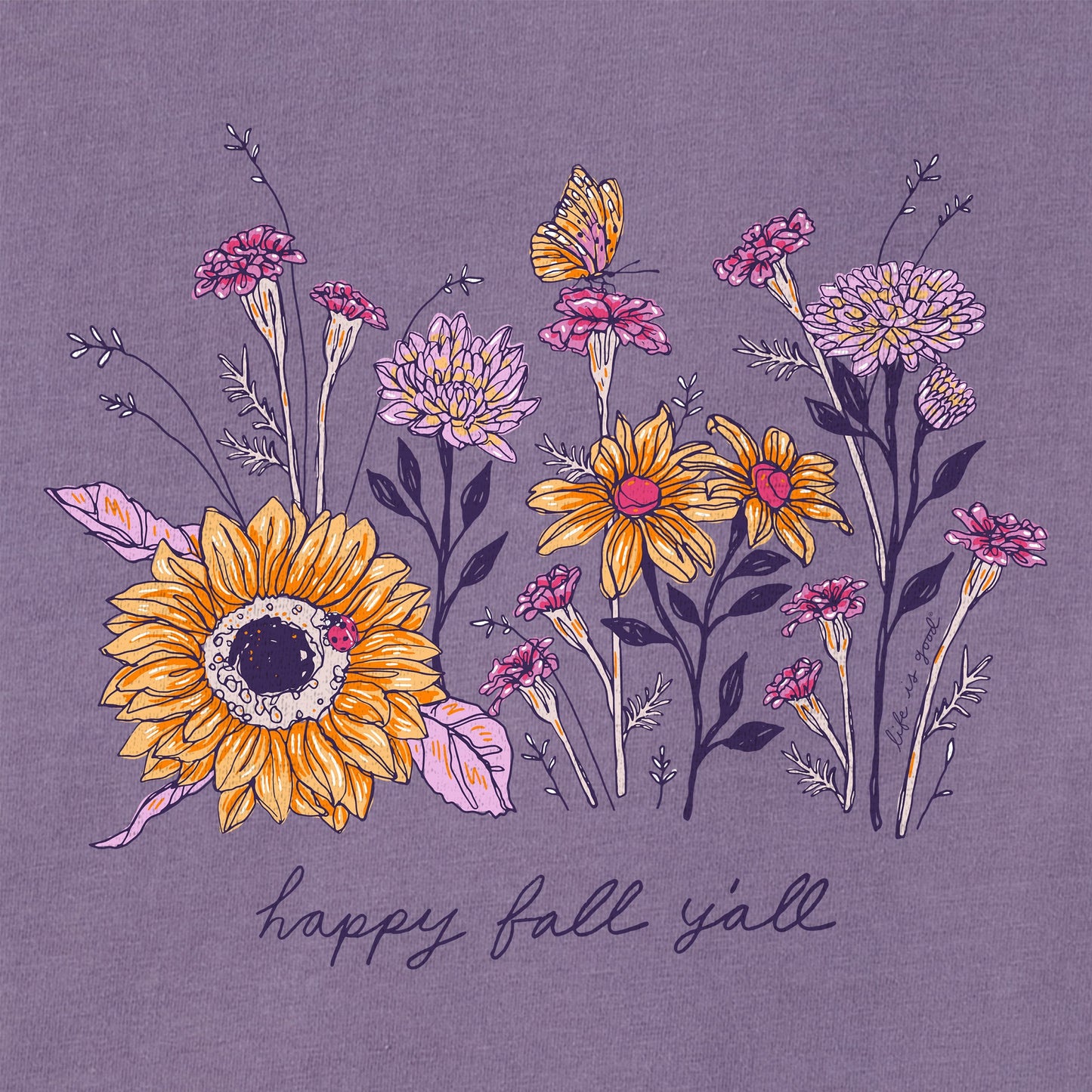 Women's Happy Fall Flowers Short Sleeve Crusher Tee