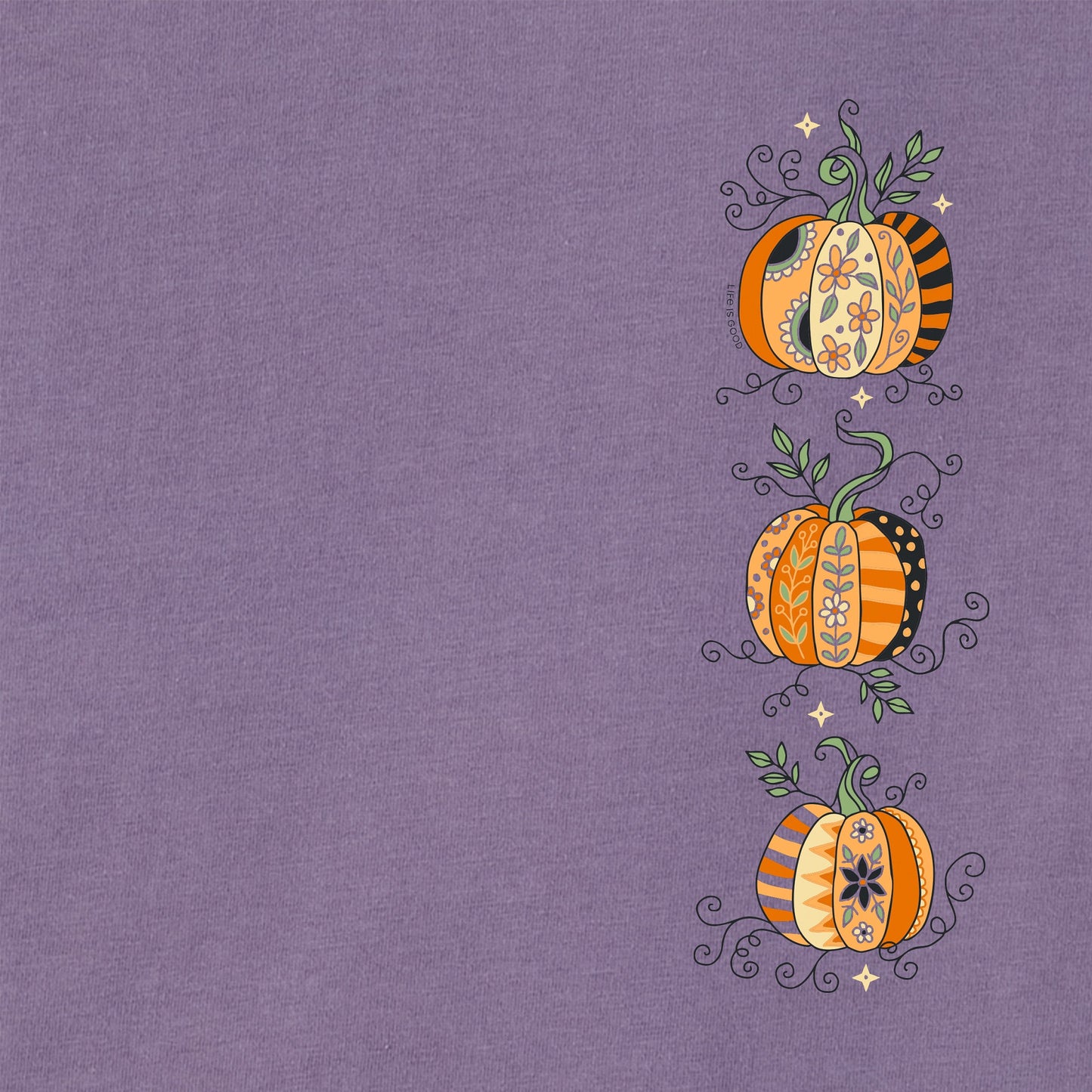 Women's Three Patchwork Pumpkins Short Sleeve Crusher Tee