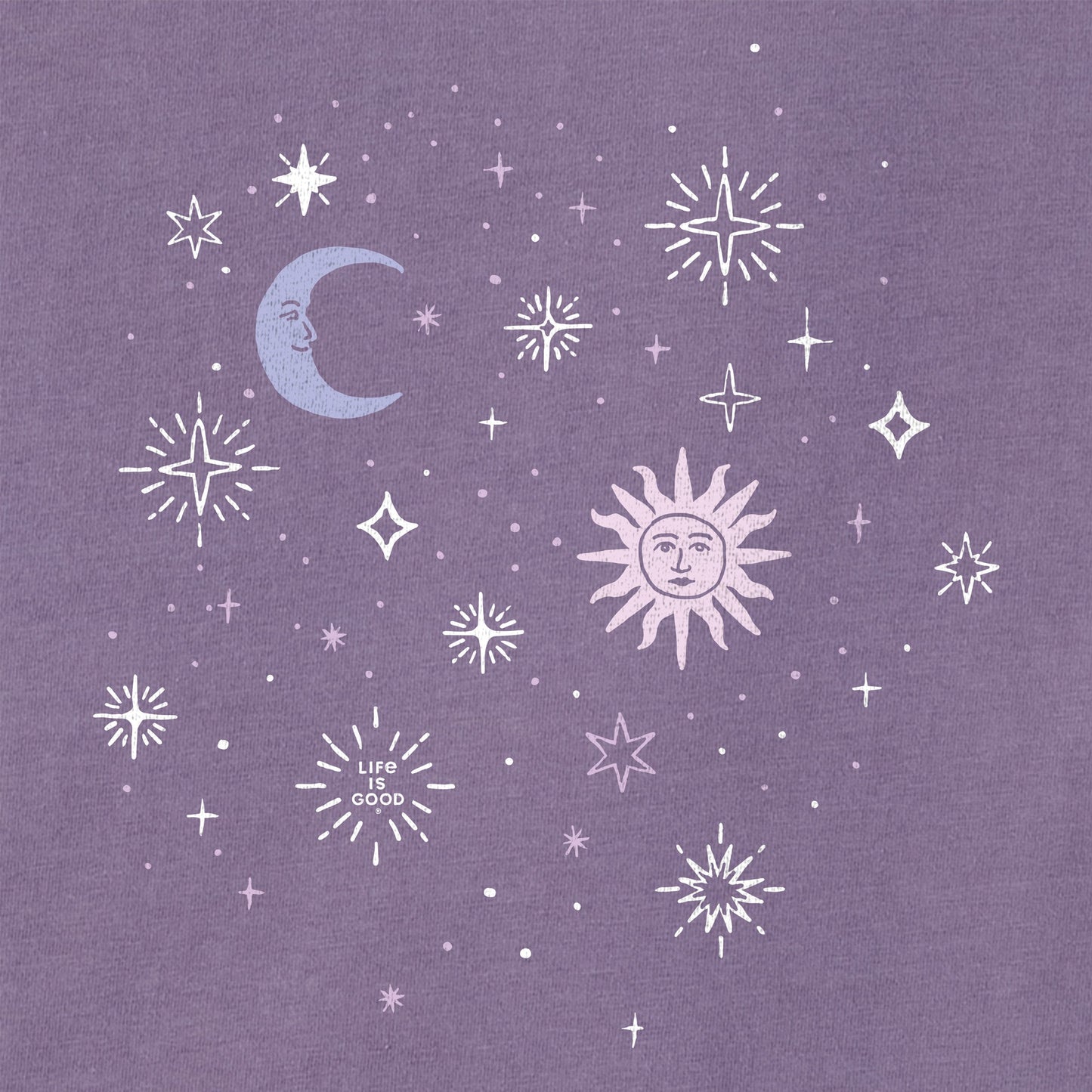 Women's Celestial Sun, Moon, and Stars Long Sleeve Crusher Tee