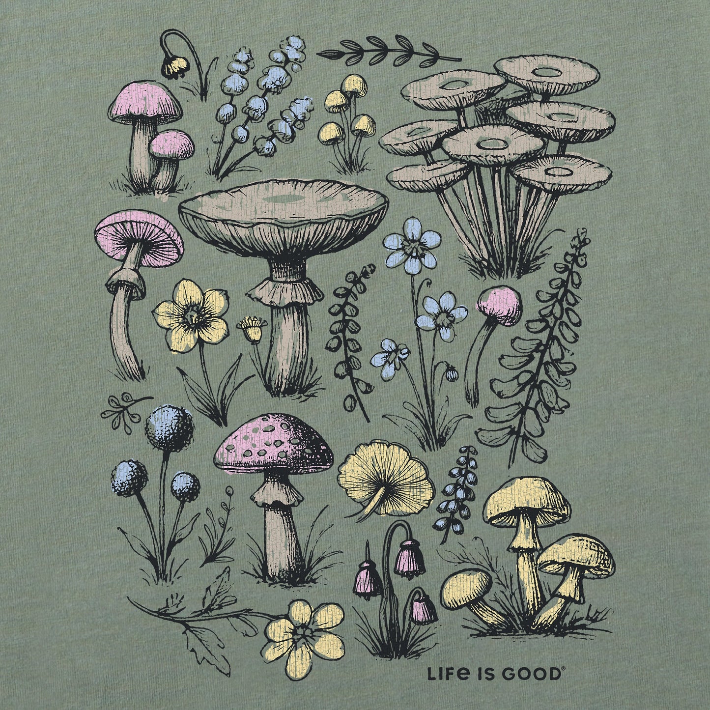Women's Collection of Mushrooms Long Sleeve Crusher Tee