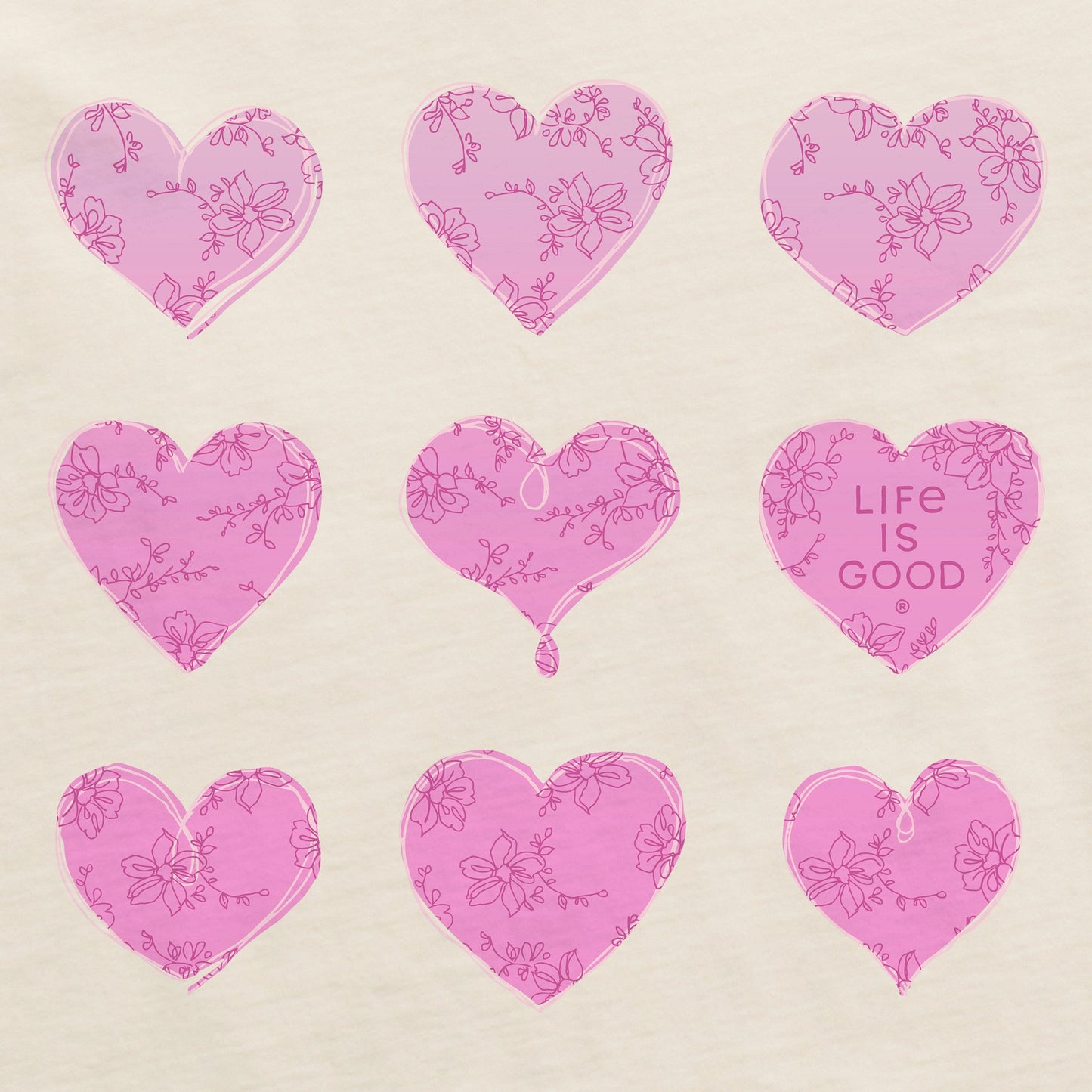 Women's Gradient Multi Hearts Short Sleeve Crusher Tee