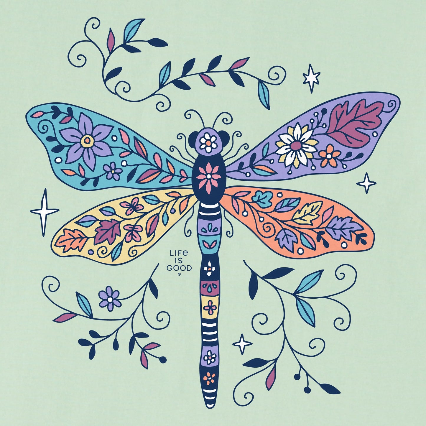 Kids Patchwork Dragonfly Short Sleeve Crusher Tee