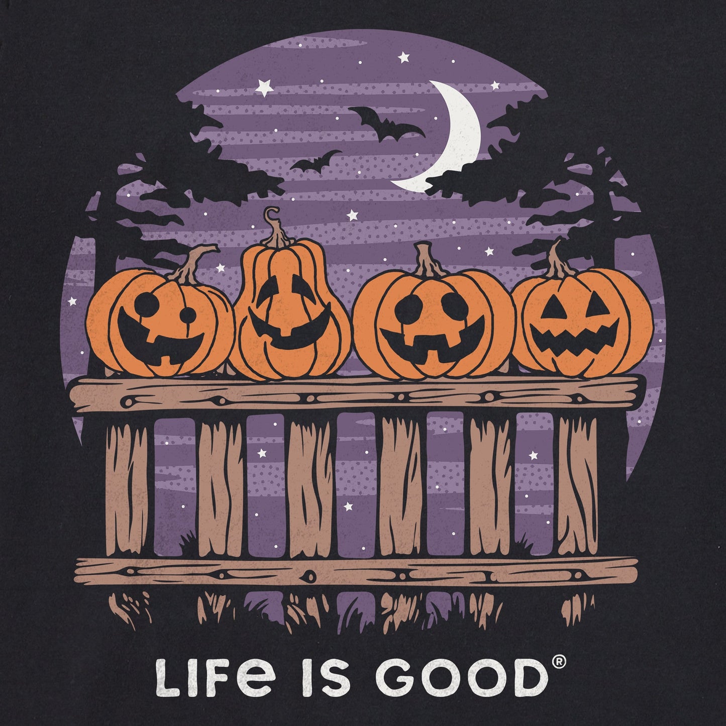 Men's Pumpkins on a Night Fence Short Sleeve Crusher Tee