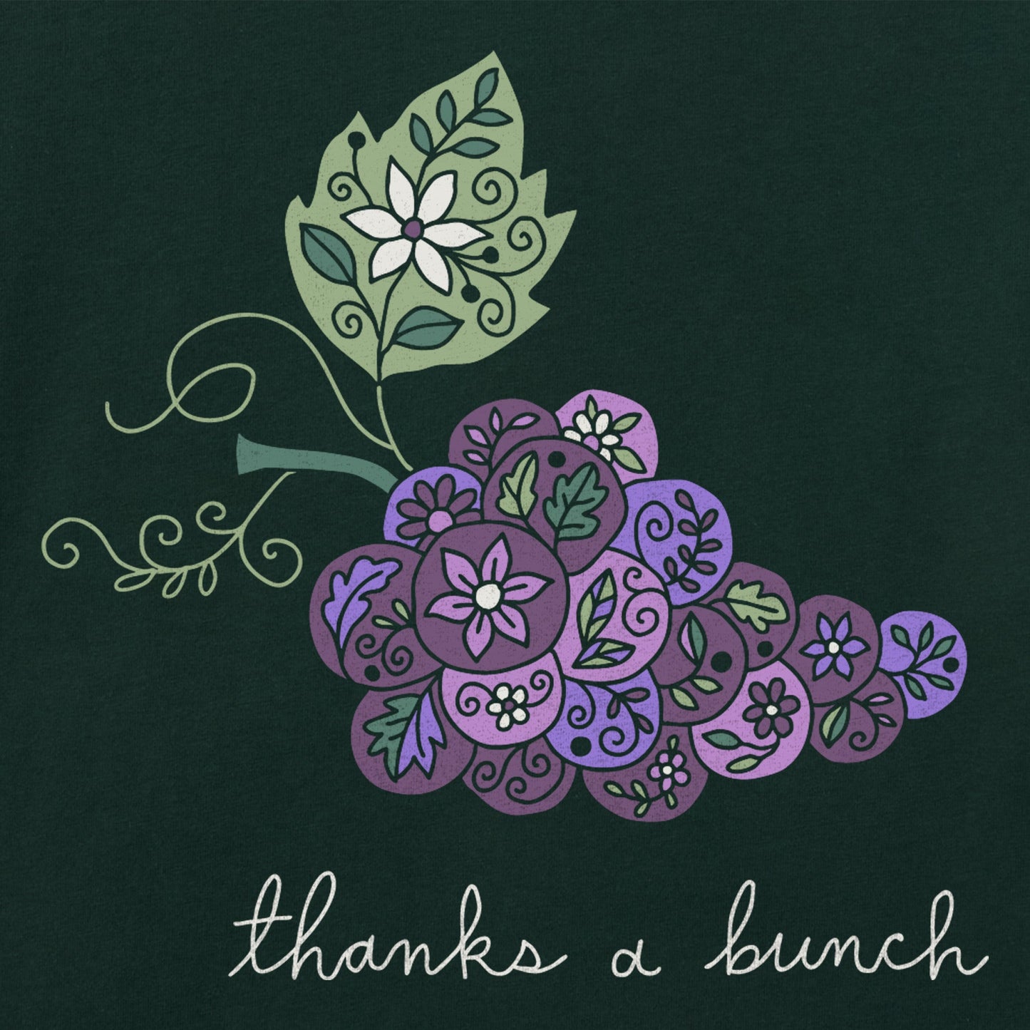 Women's Thanks a Bunch Grapes Mini Doodle Short Sleeve Crusher Tee