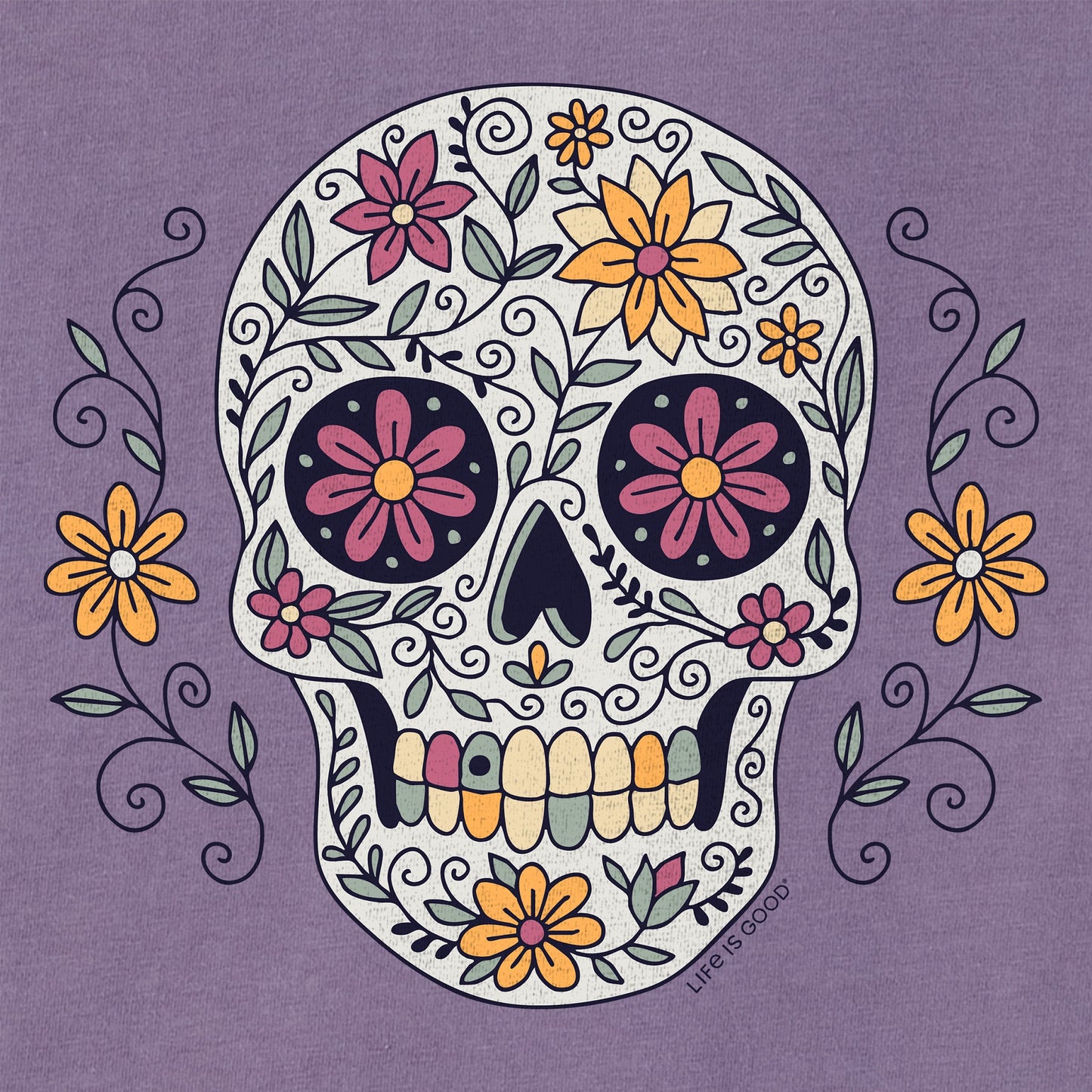 Women's Flower Skull Short Sleeve Crusher Boxy Tee