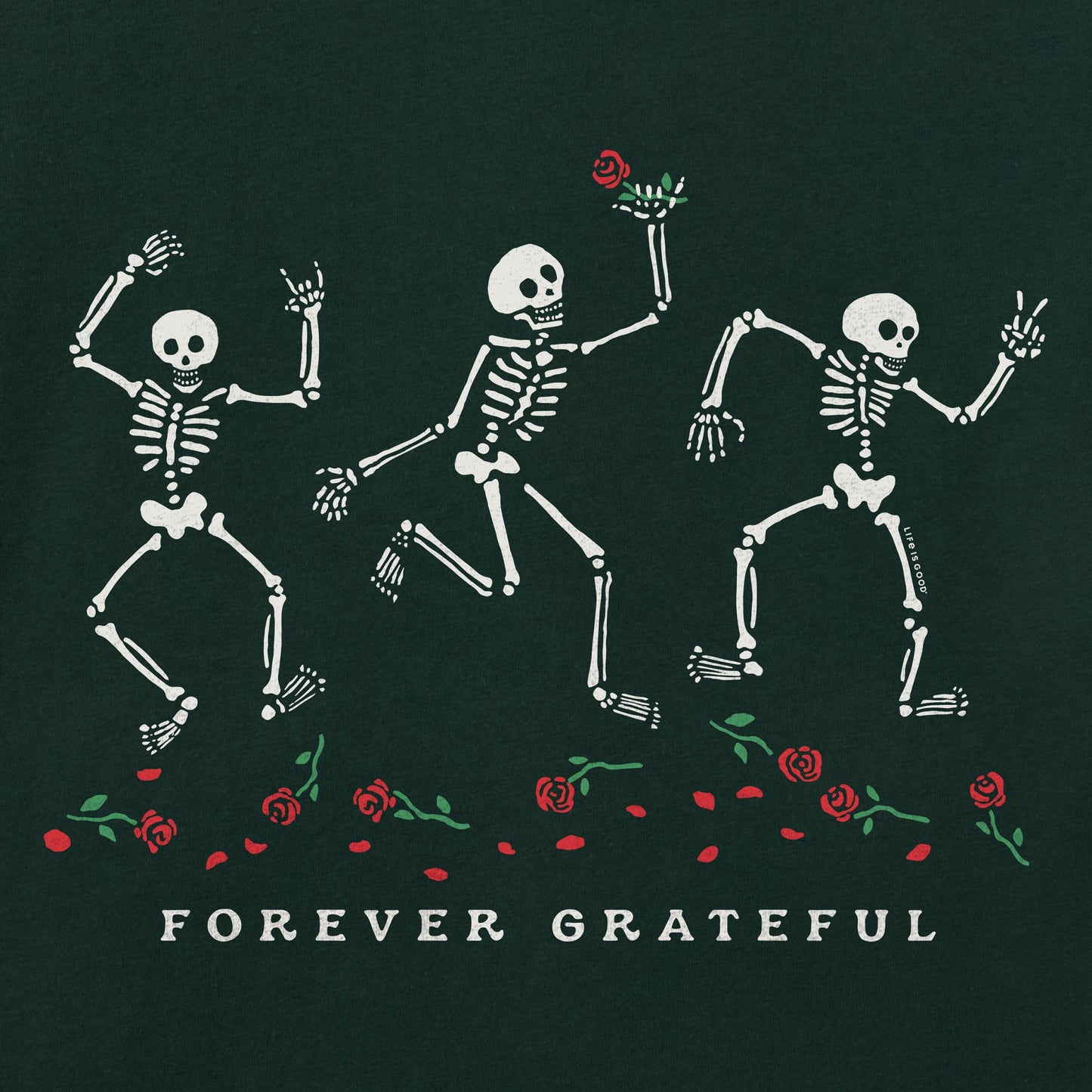 Women's Forever Grateful Dancing Skeletons Short Sleeve Crusher Boxy Tee