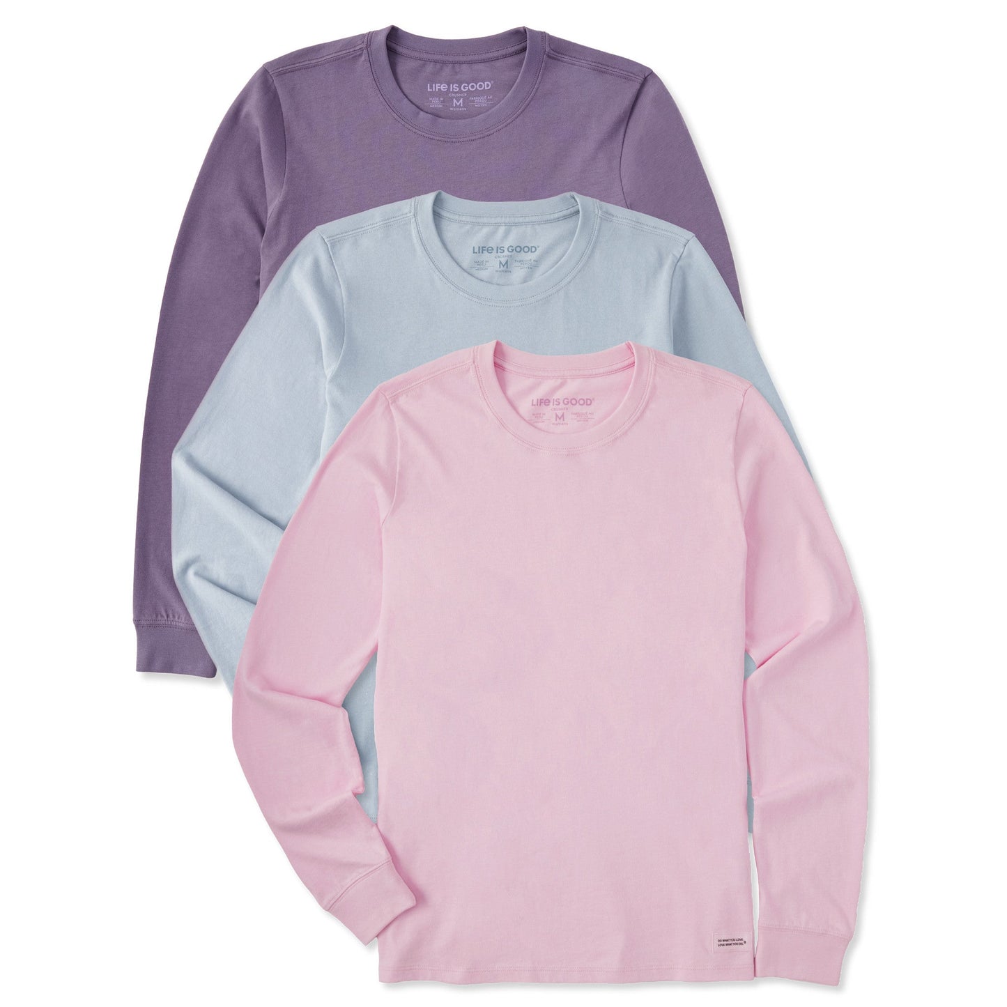 Womens Solid 3-Pack Long Sleeve Crusher Tee Multi 5