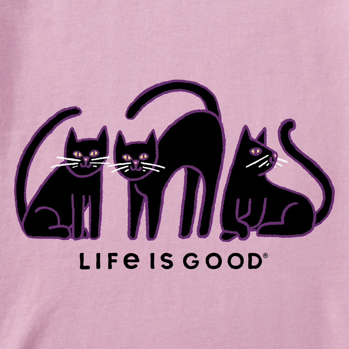 Women's Black Cat Trio Long Sleeve Crusher Tee