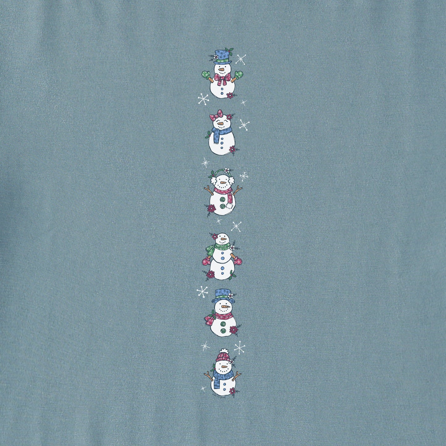 Women's Cute Snowmen Long Sleeve Crusher Tee