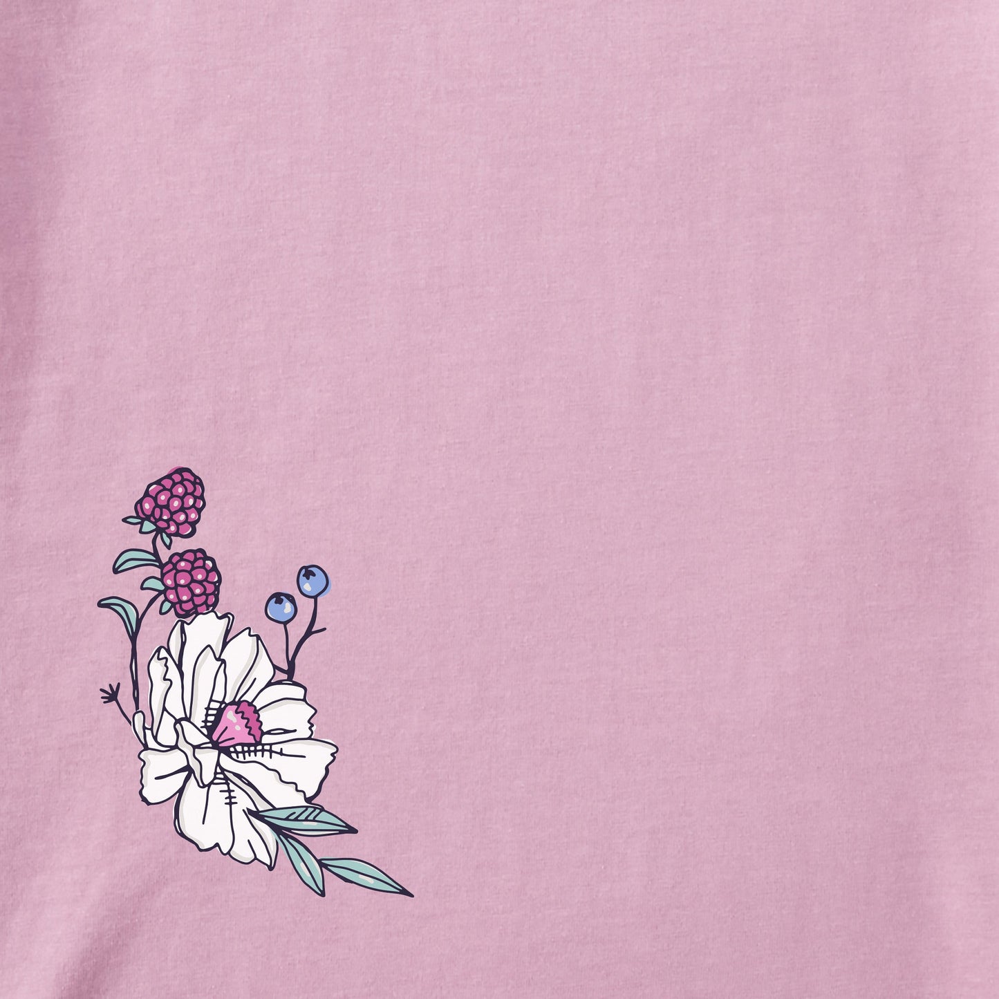 Women's Strawberry Flower Vines Long Sleeve Crusher Boxy Tee