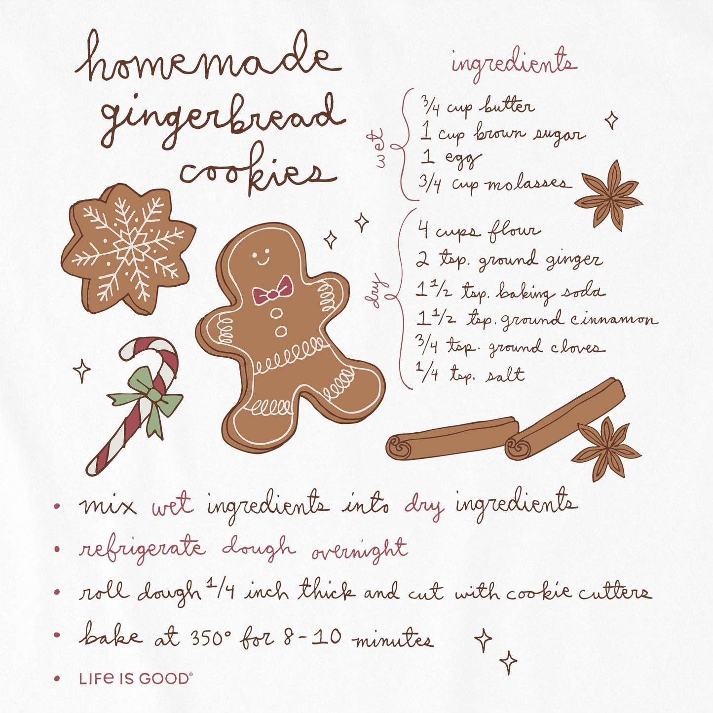 Kids Gingerbread Cookies Recipe Long Sleeve Crusher Tee