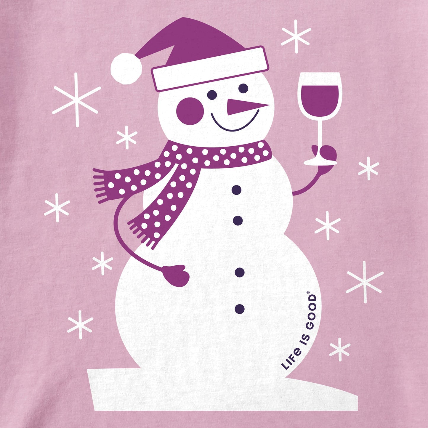 Women's Snowman Wine Long Sleeve Crusher Tee