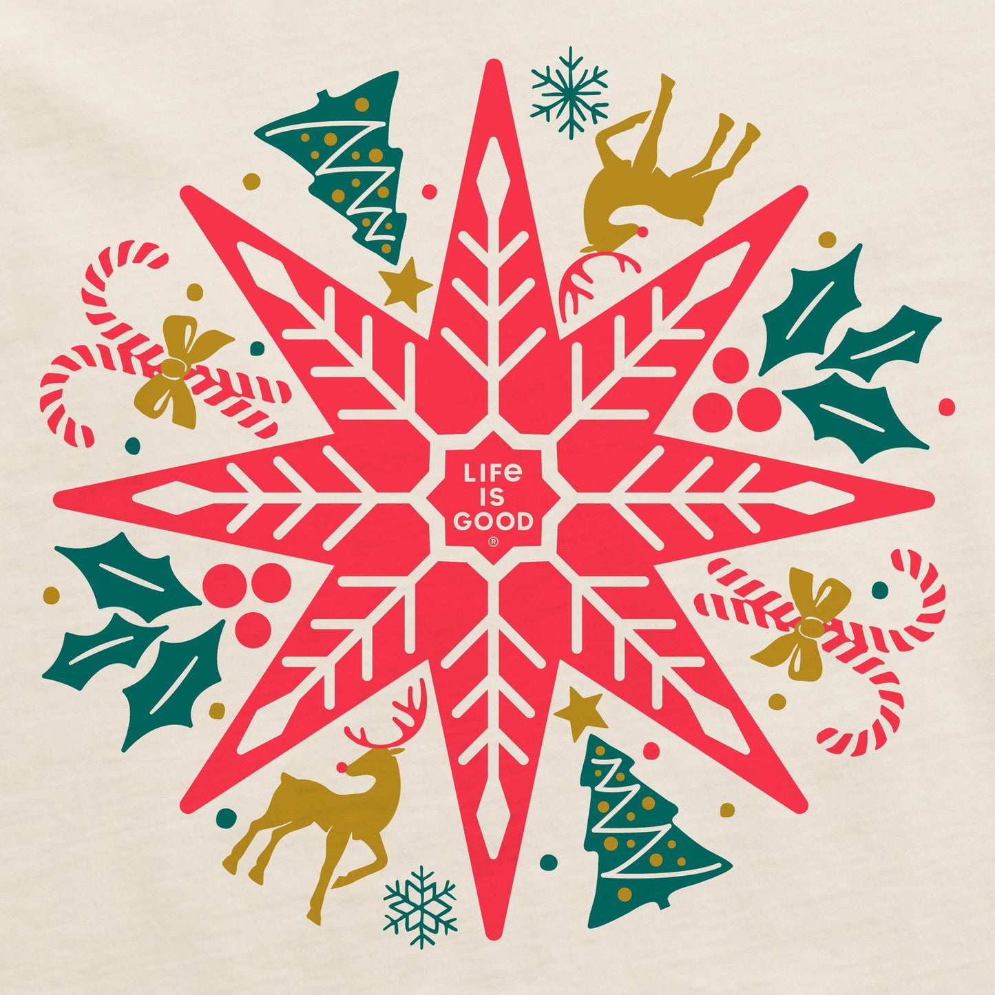 Women's Christmas Mandala Long Sleeve Crusher Tee