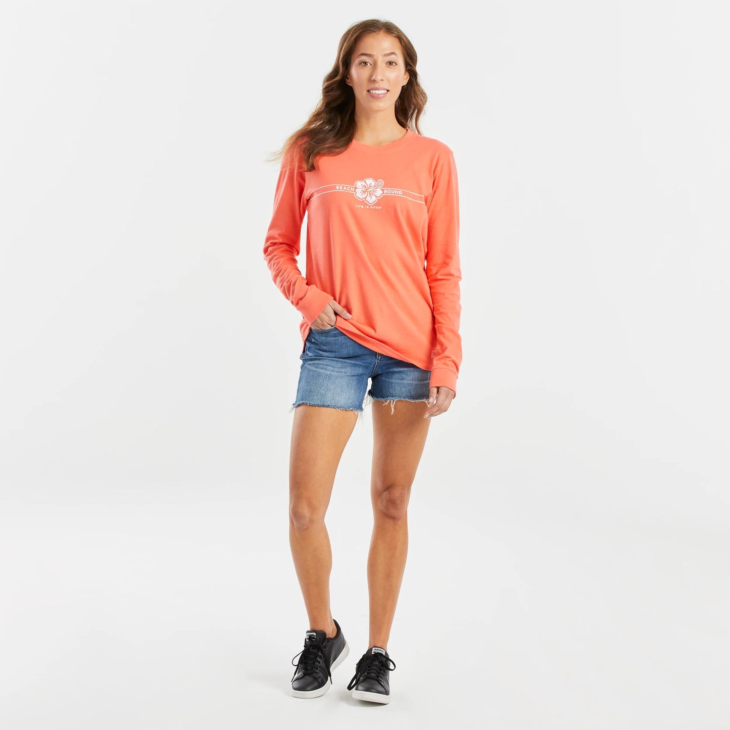 Women's Beach Bound Stripe Long Sleeve Crusher Tee