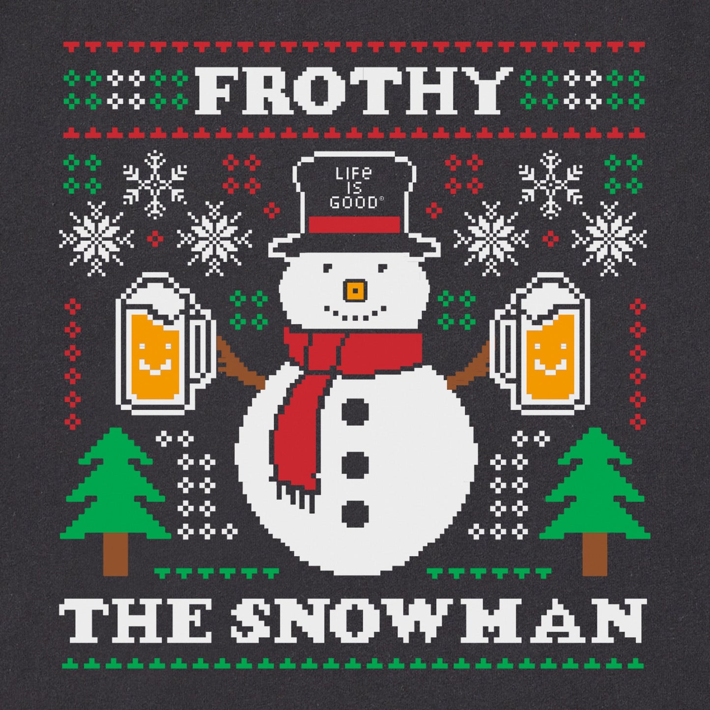 Men's Ugly Sweater Frothy the Snowman Long Sleeve Crusher Tee
