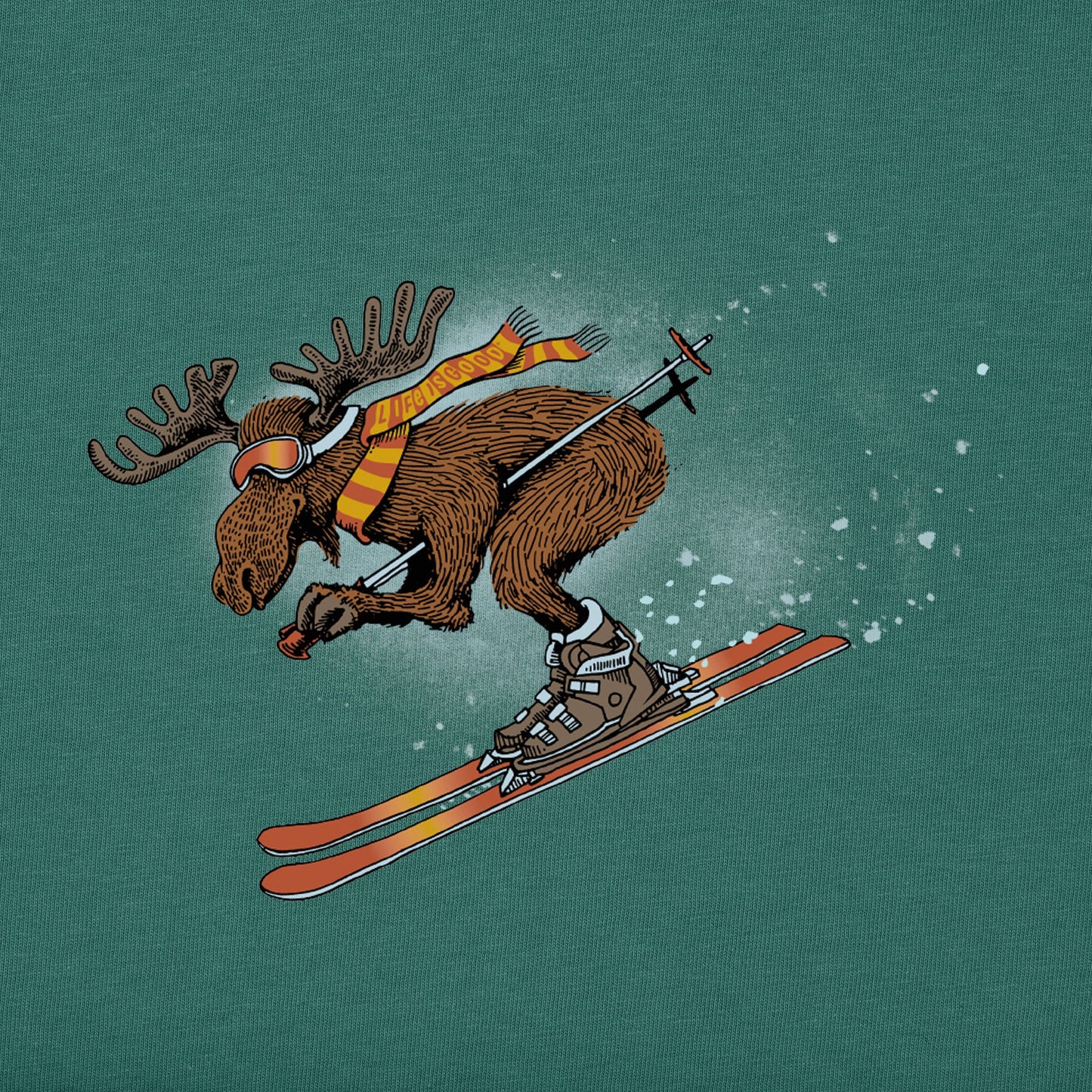 Men's Alpine Moose Skier Long Sleeve Crusher Tee