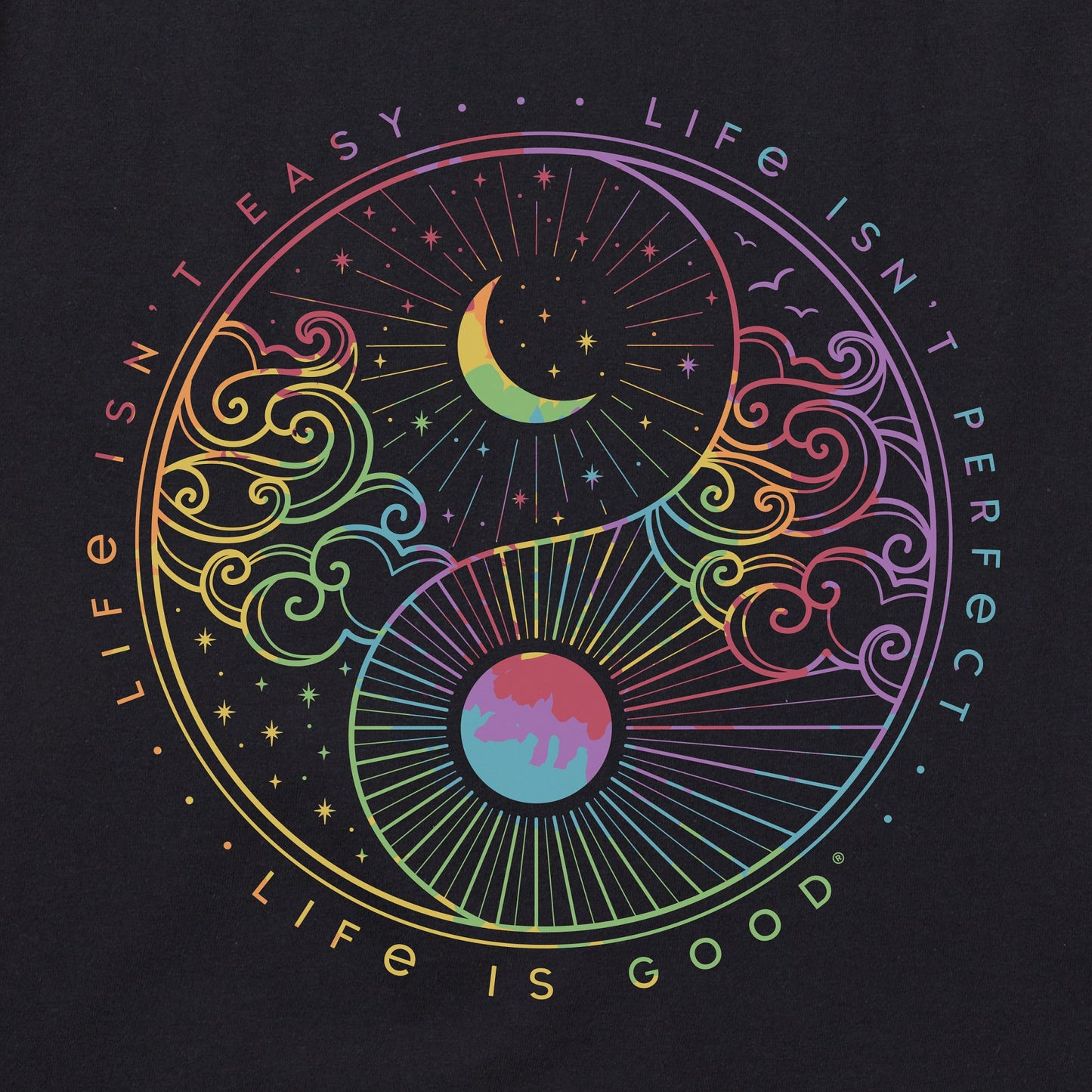 Women's Tie Dye Day and Night Short Sleeve Crusher Tee