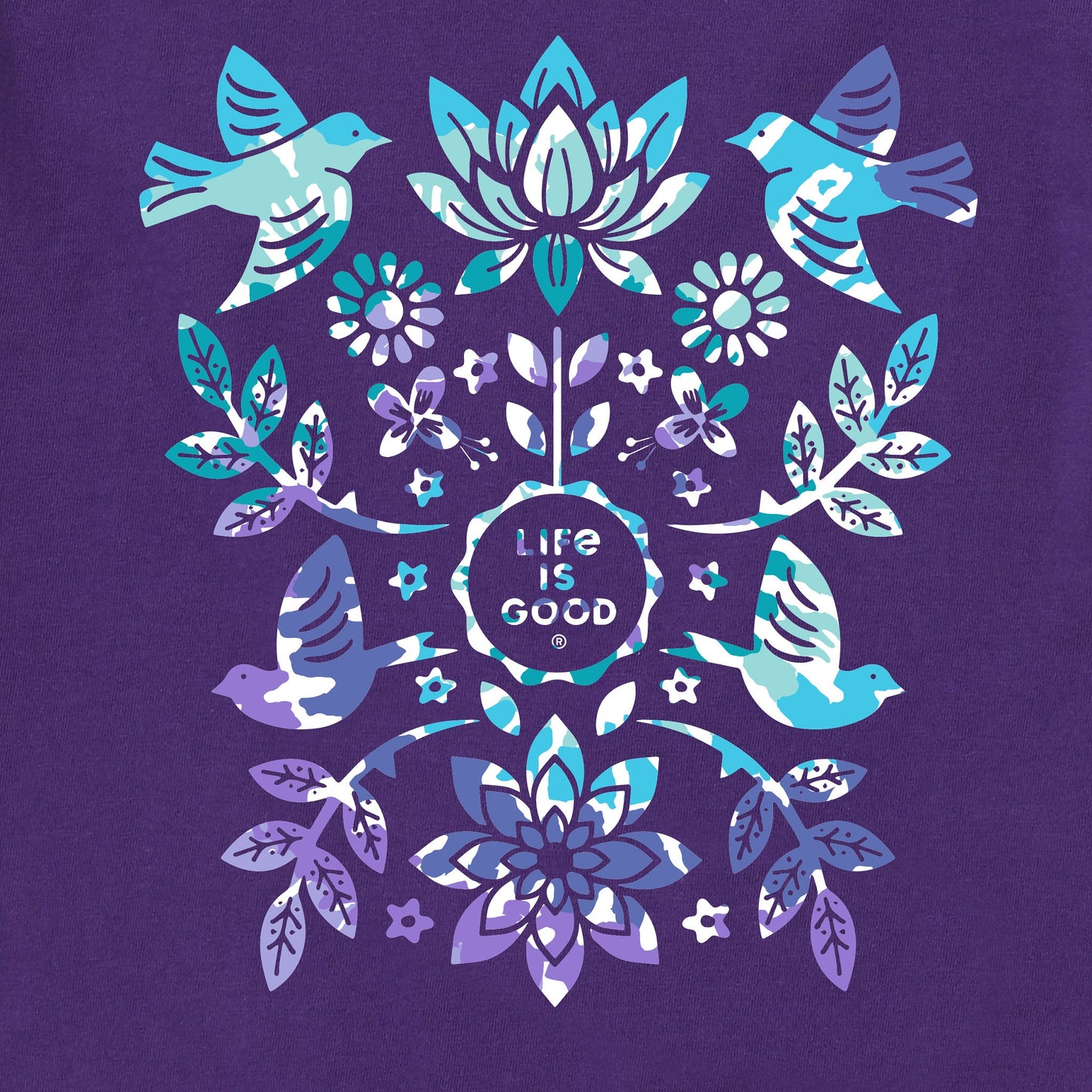 Women's Folk Art Garden Tie Dye Short Sleeve Tee