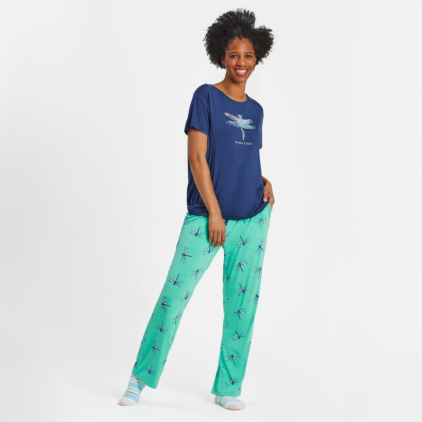 Women's Change Dragonfly Pattern Lightweight Sleep Pant