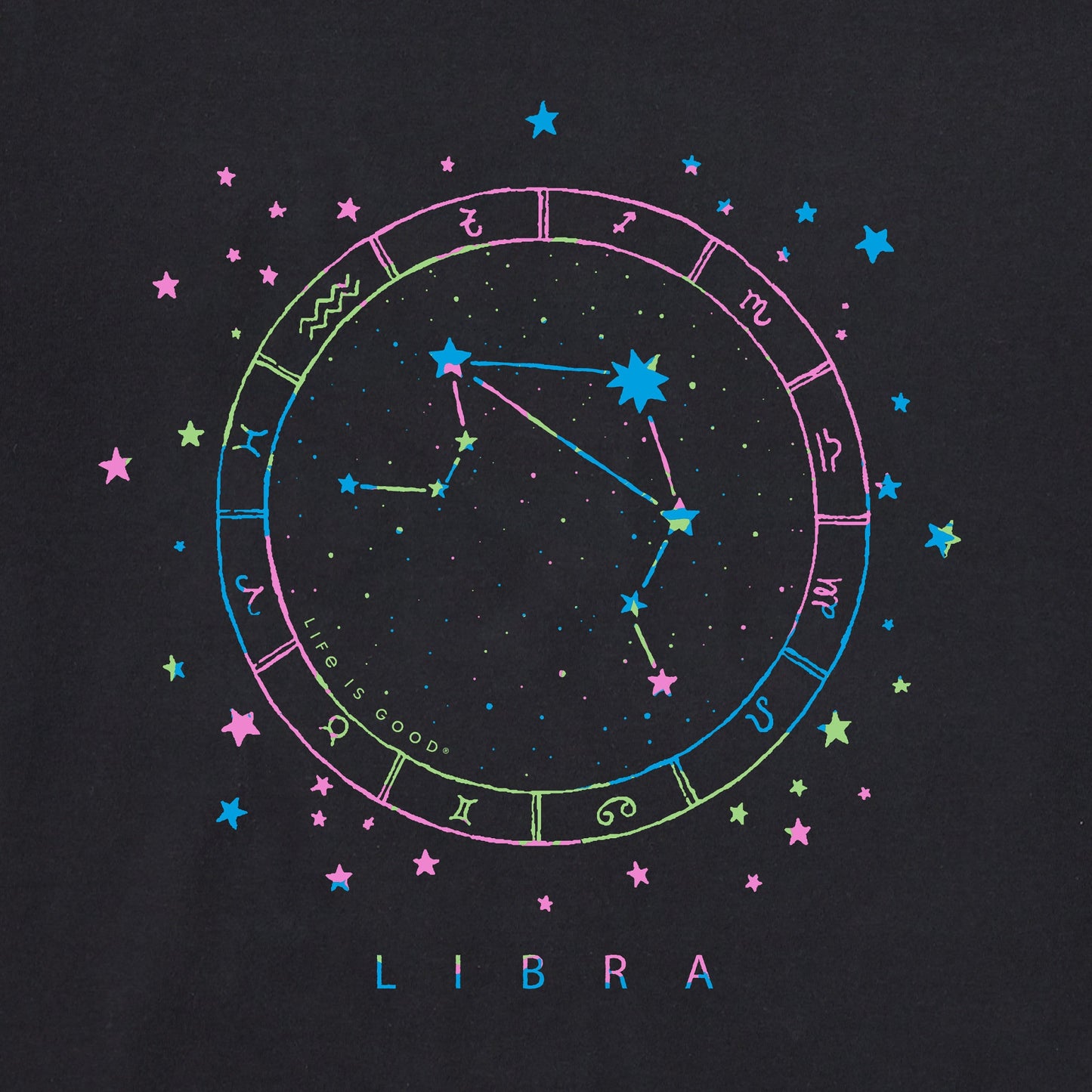 Men's Zodiac Constellation Libra Short Sleeve Crusher Tee