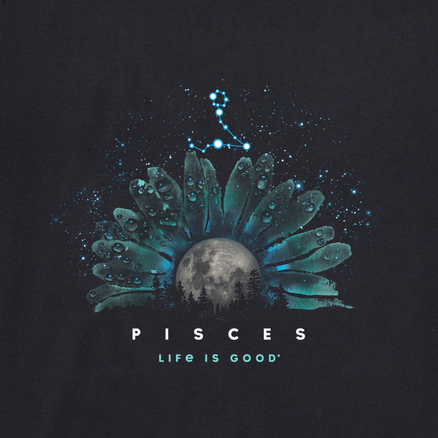 Women's Zodiac Moonflower Pisces Short Sleeve Crusher Tee