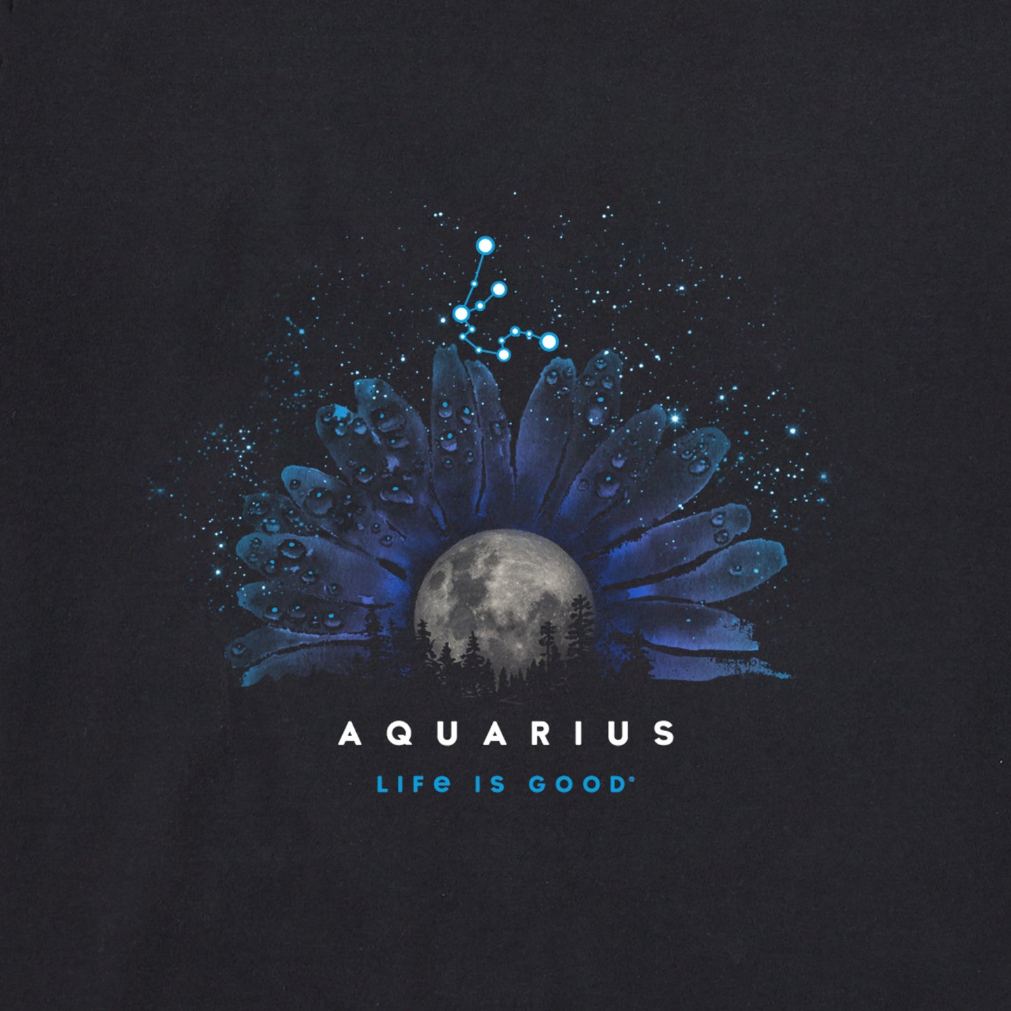 Women's Zodiac Moonflower Aquarius Short Sleeve Crusher Tee