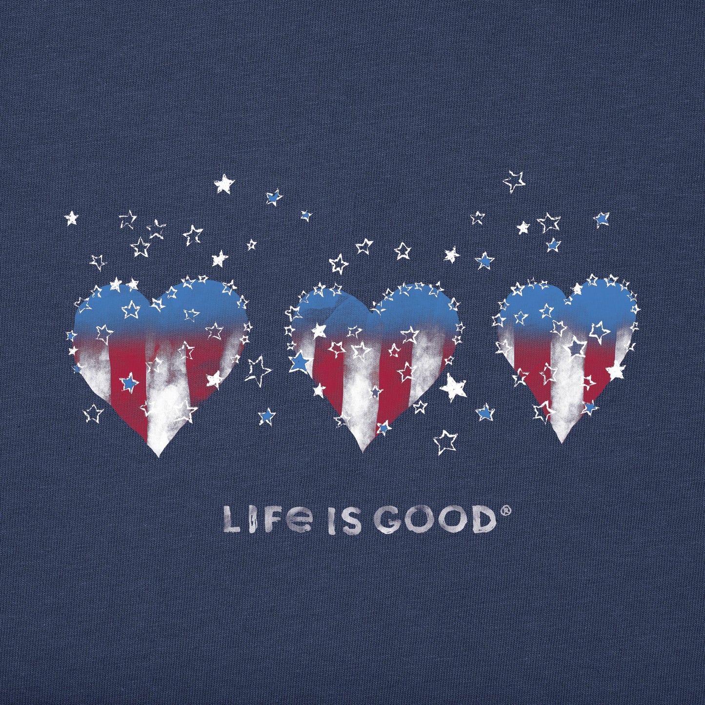 Women's Americana Hearts Stars and Stripes Short Sleeve Crusher Tee