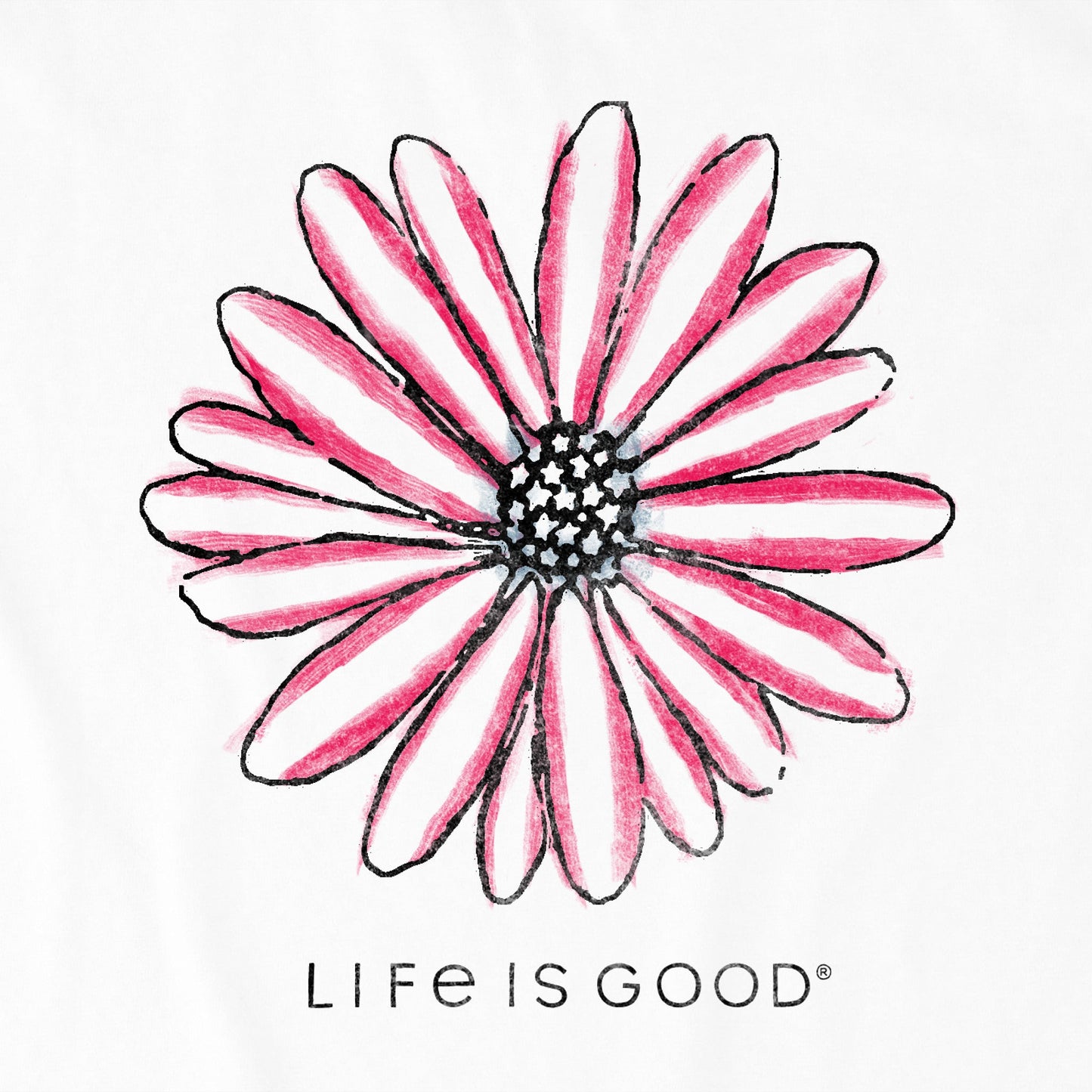 Women's Americana Hand Drawn Daisy Short Sleeve Crusher-LITE Vee