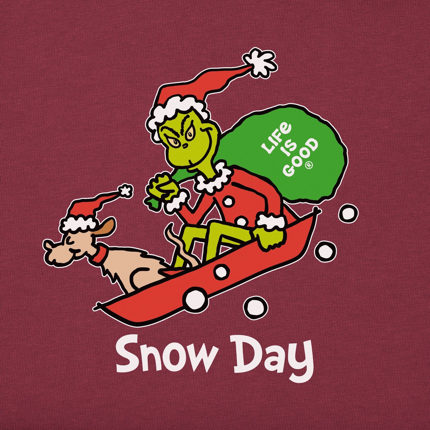 Men's Grinch and Max Snow Day Long Sleeve Crusher Tee