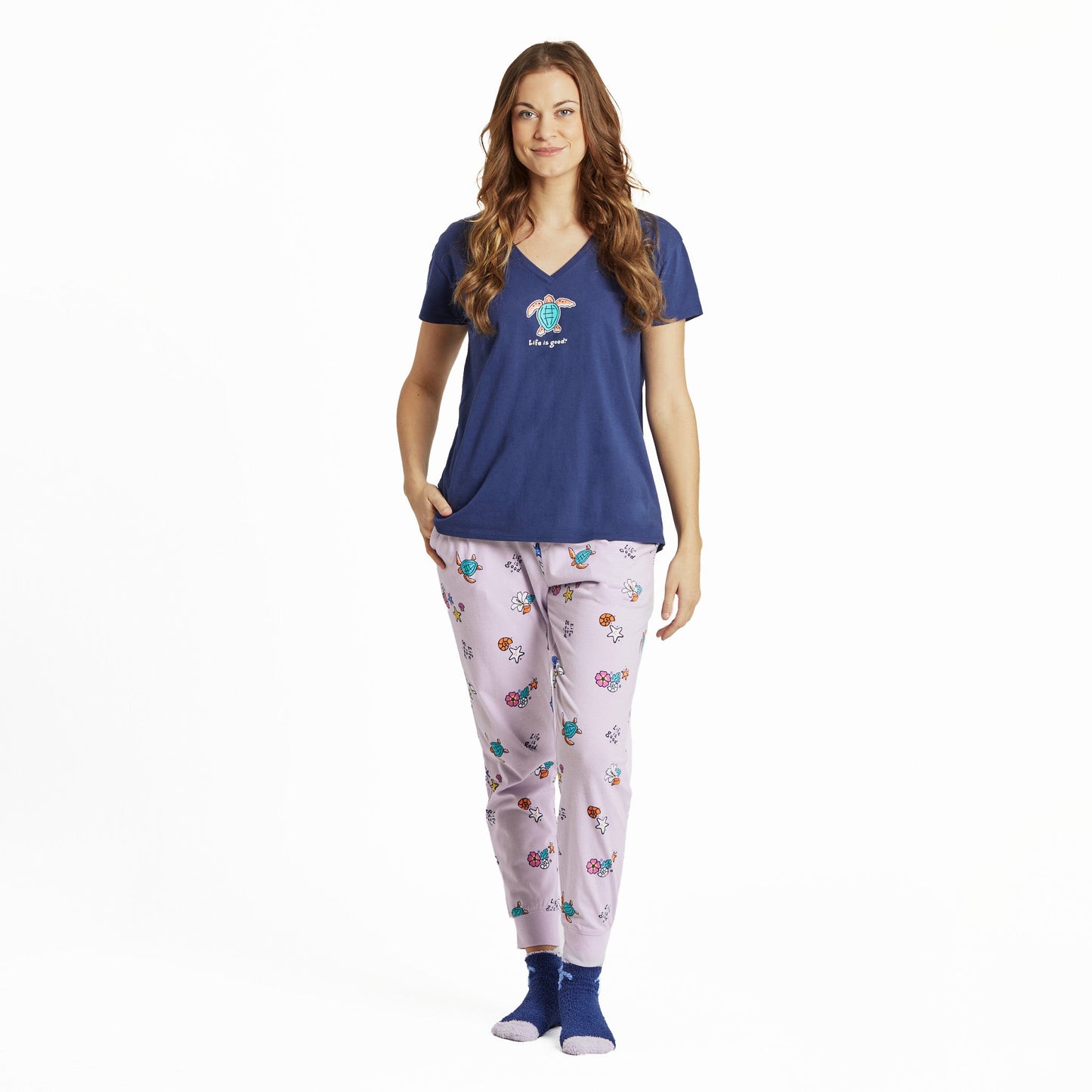 Women's Sea Turtle Snuggle Up Relaxed Sleep Vee