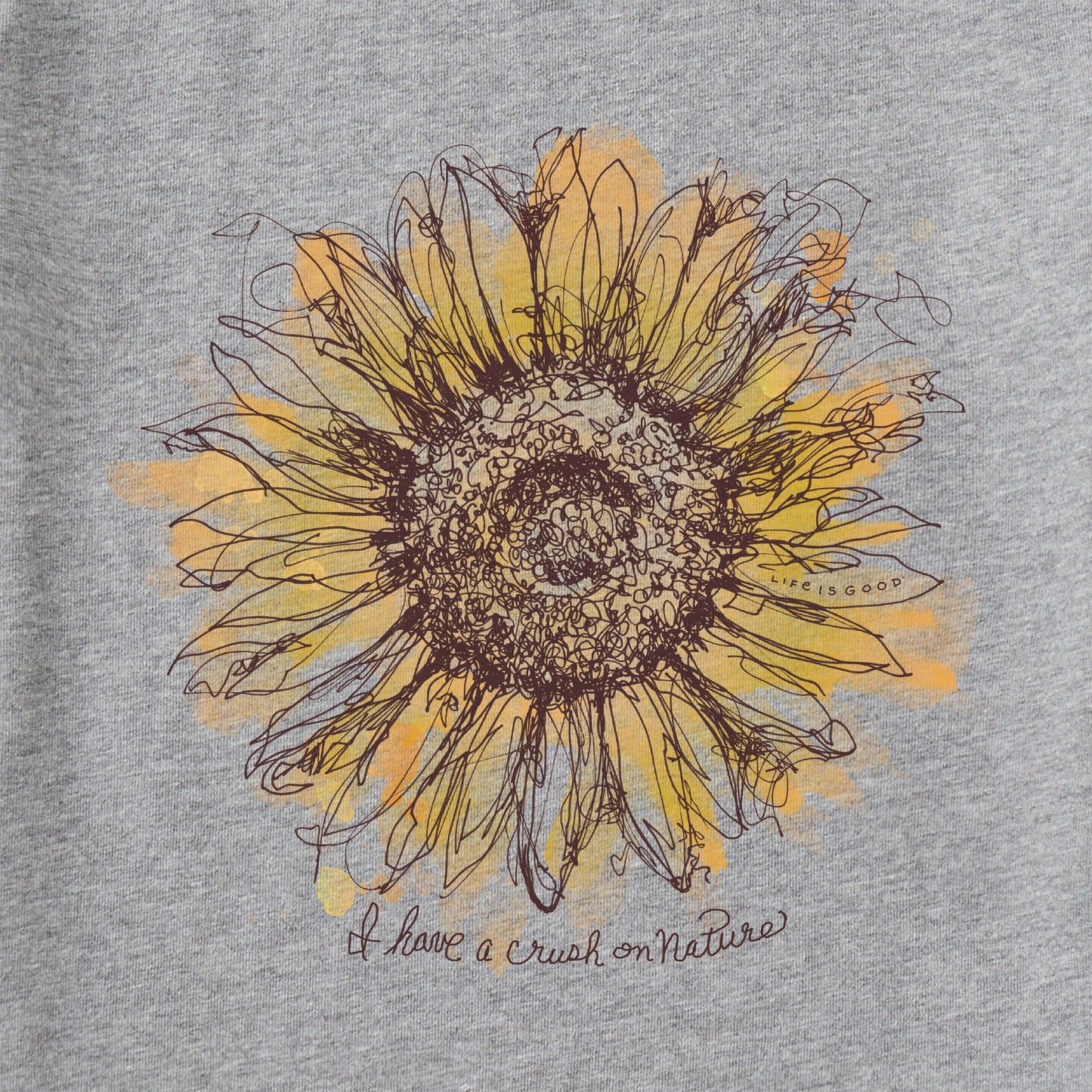 Women's Scribbled Sunflower Short Sleeve Crusher Tee
