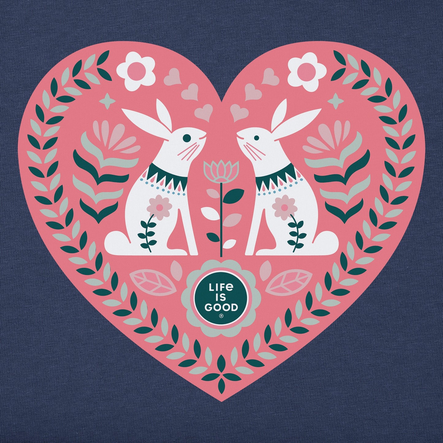 Women's Scandinavian Heart Bunnies Short Sleeve Vee