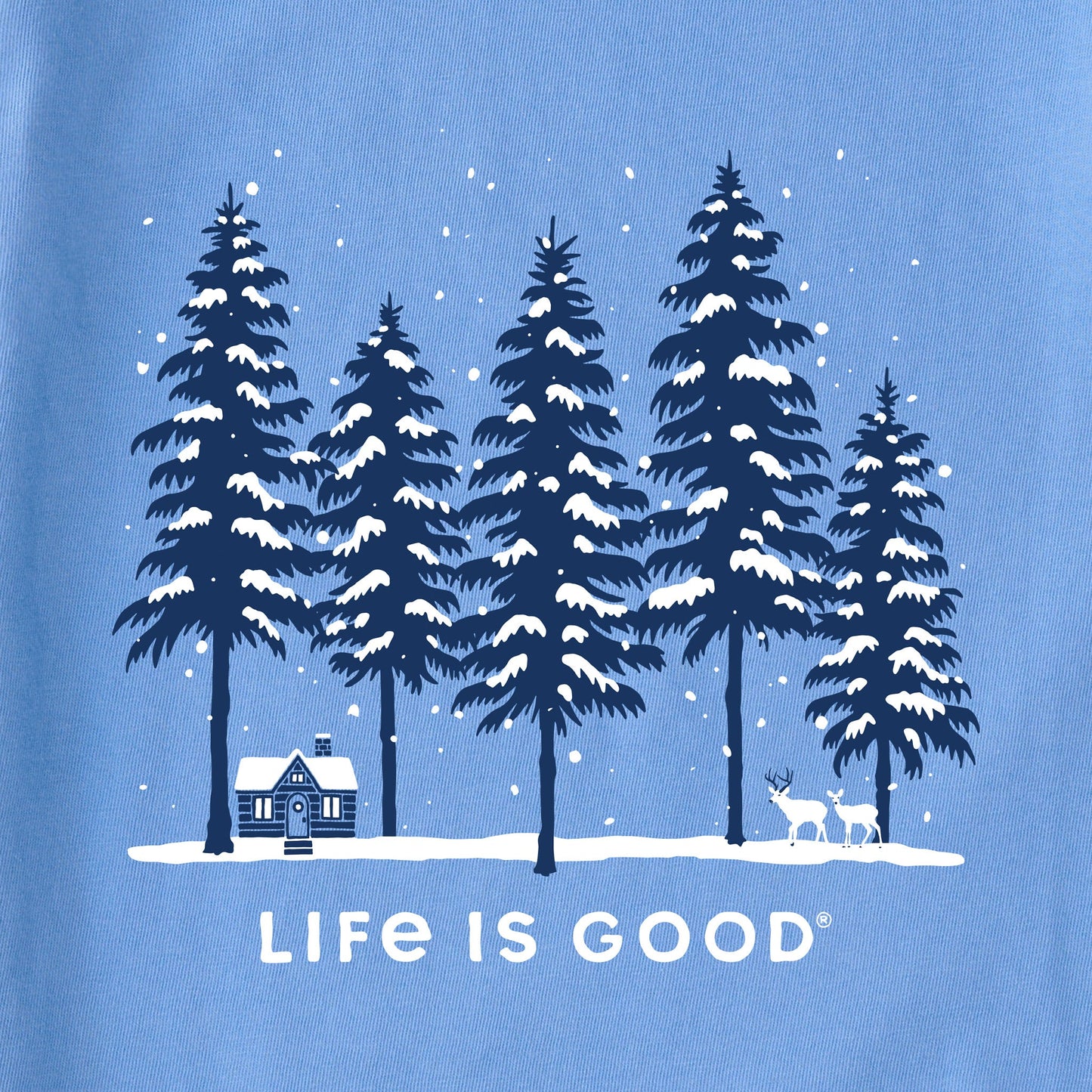Women's Snowy Winter Cabin Scene Long Sleeve Crusher Tee
