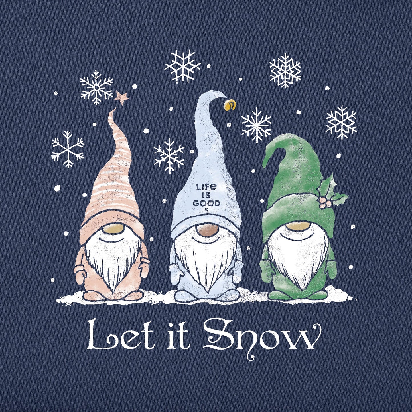 Kids Let it Snow Gnomes Long Sleeve Crusher Tee