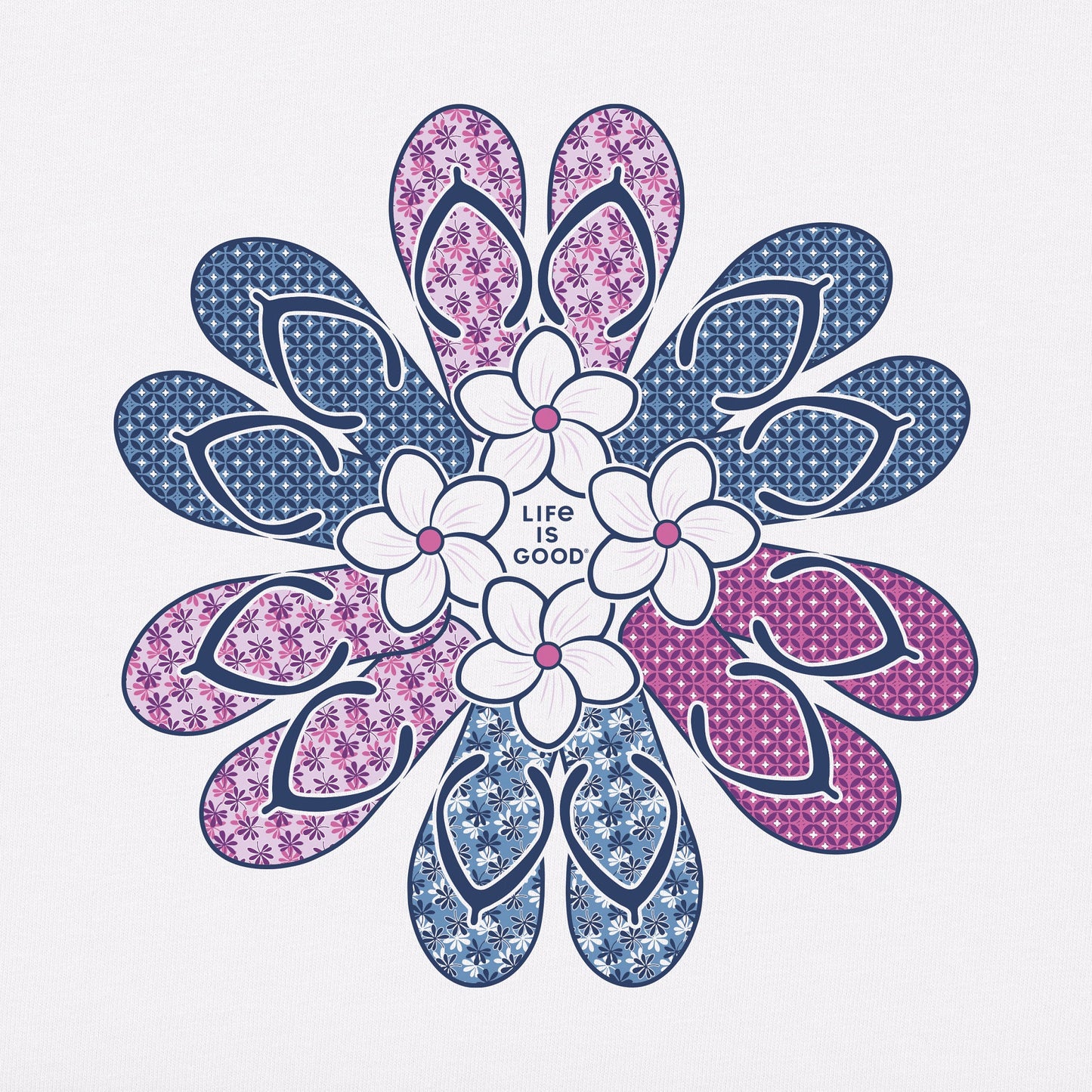 Women's Flip Flop Flower Short Sleeve Crusher Vee