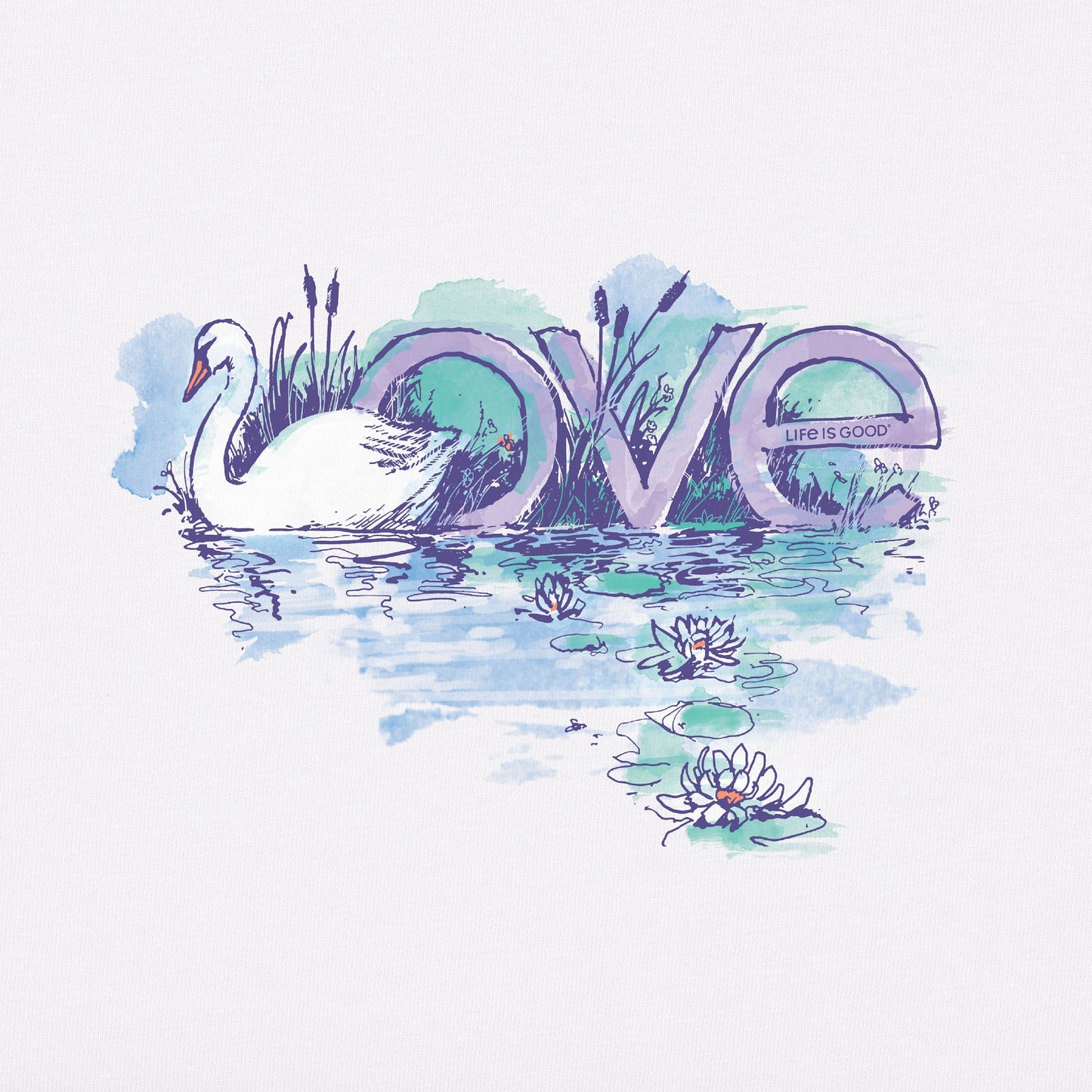 Women's Swan Love Short Sleeve Crusher Vee