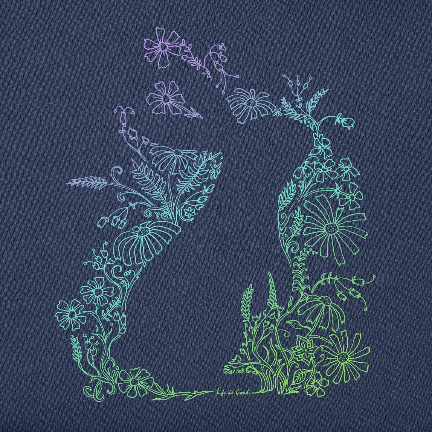 Women's Flower Bunny Silhouette Short Sleeve Crusher Tee