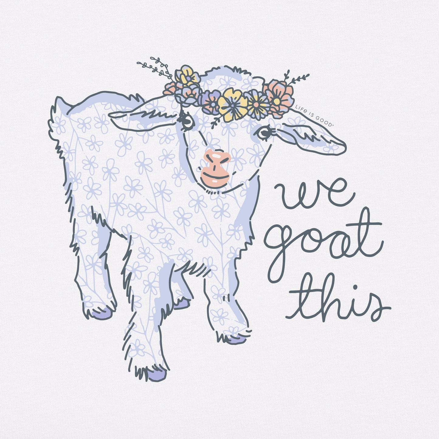Women's We Goat This Flower Crown Short Sleeve Crusher Tee