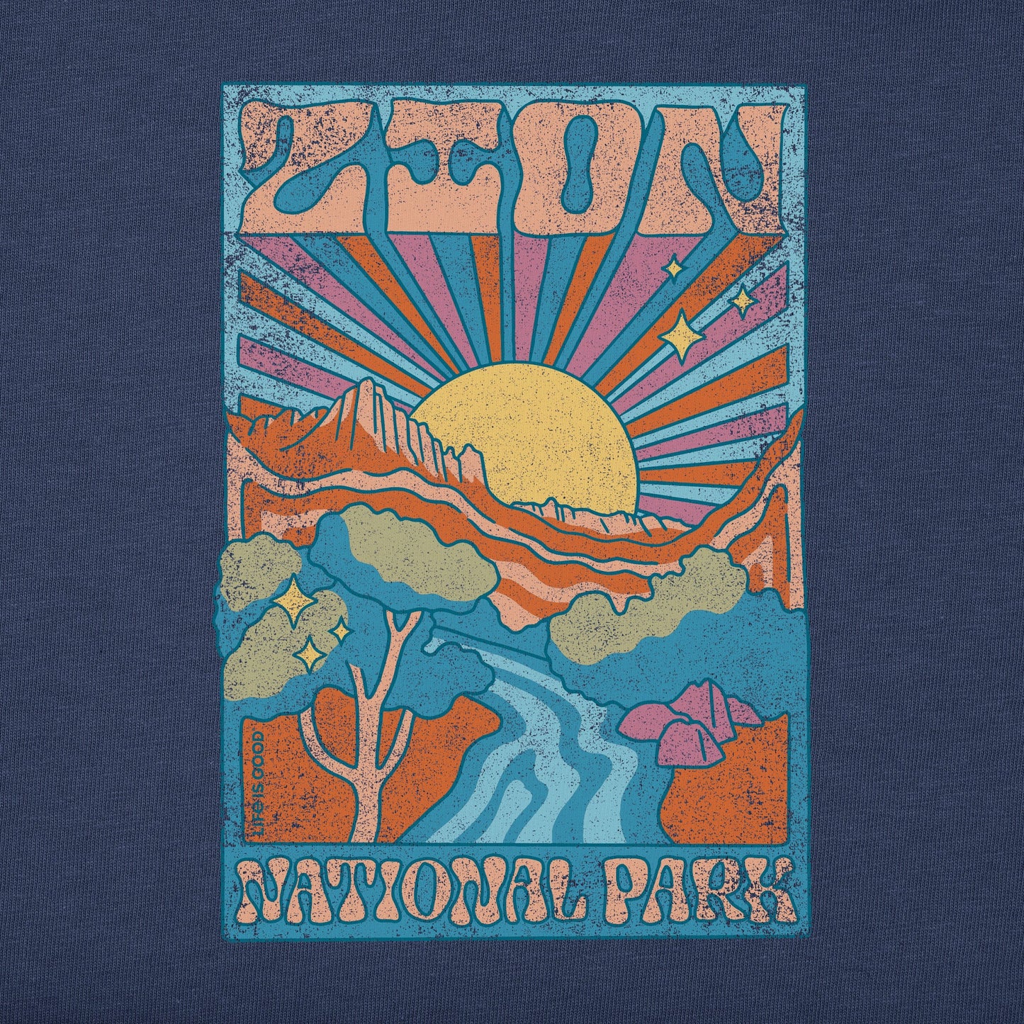 Men's Zion National Park Psychedelic Scene Short Sleeve Crusher Tee
