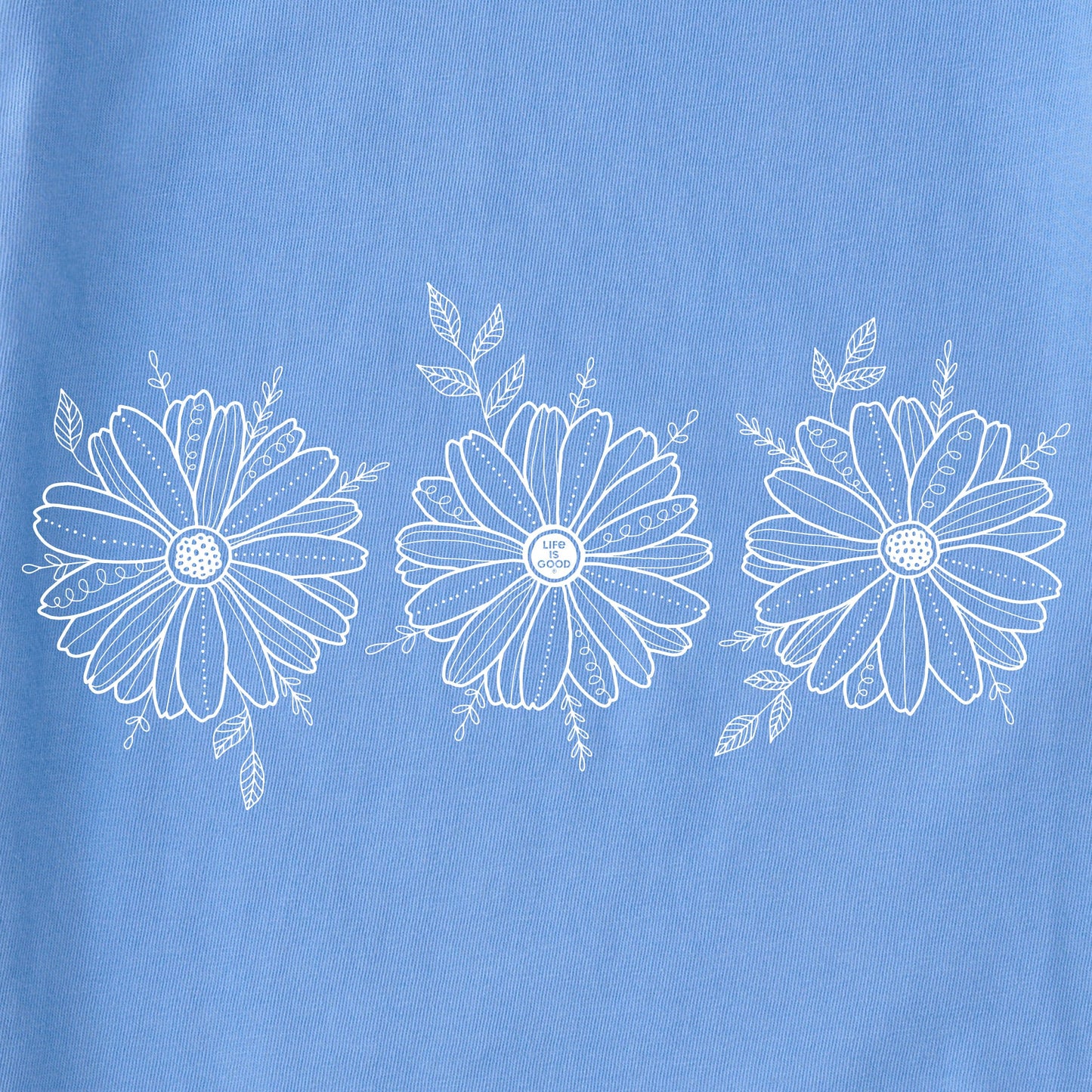 Women's Three Daisies Sketch Short Sleeve Vee