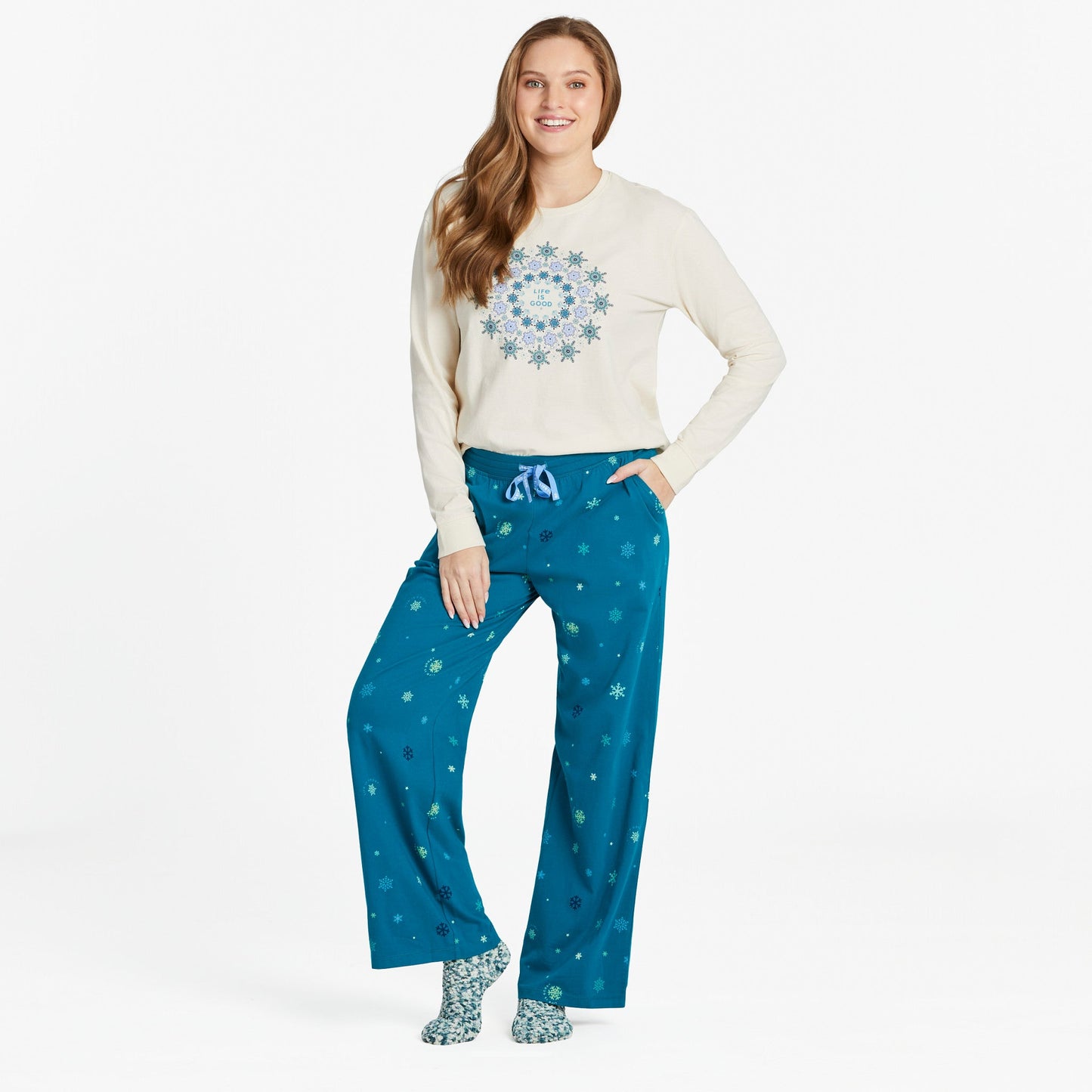 Women's Snow Flurries Pattern Snuggle Up Sleep Pant
