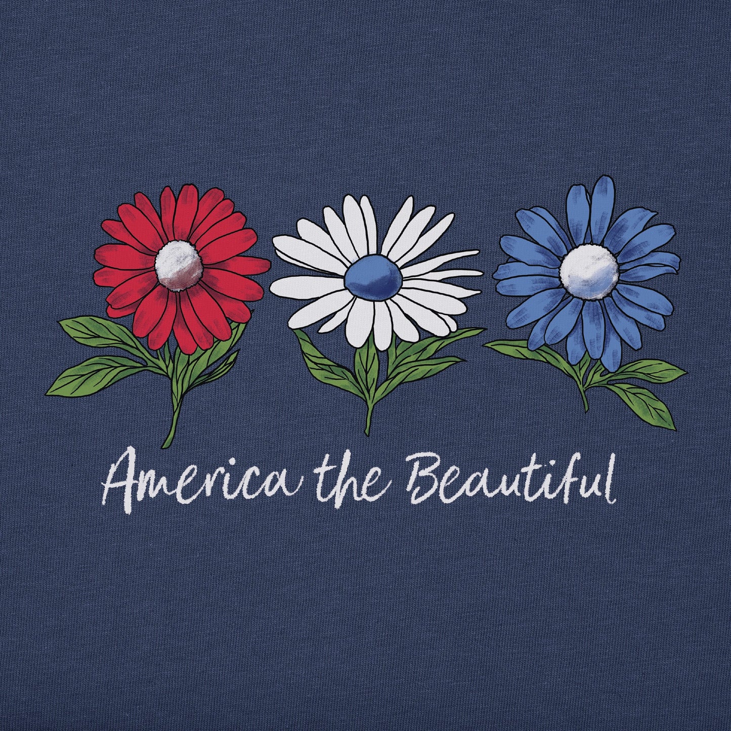 Women's America the Beautiful Daisies Long Sleeve Crusher Vee