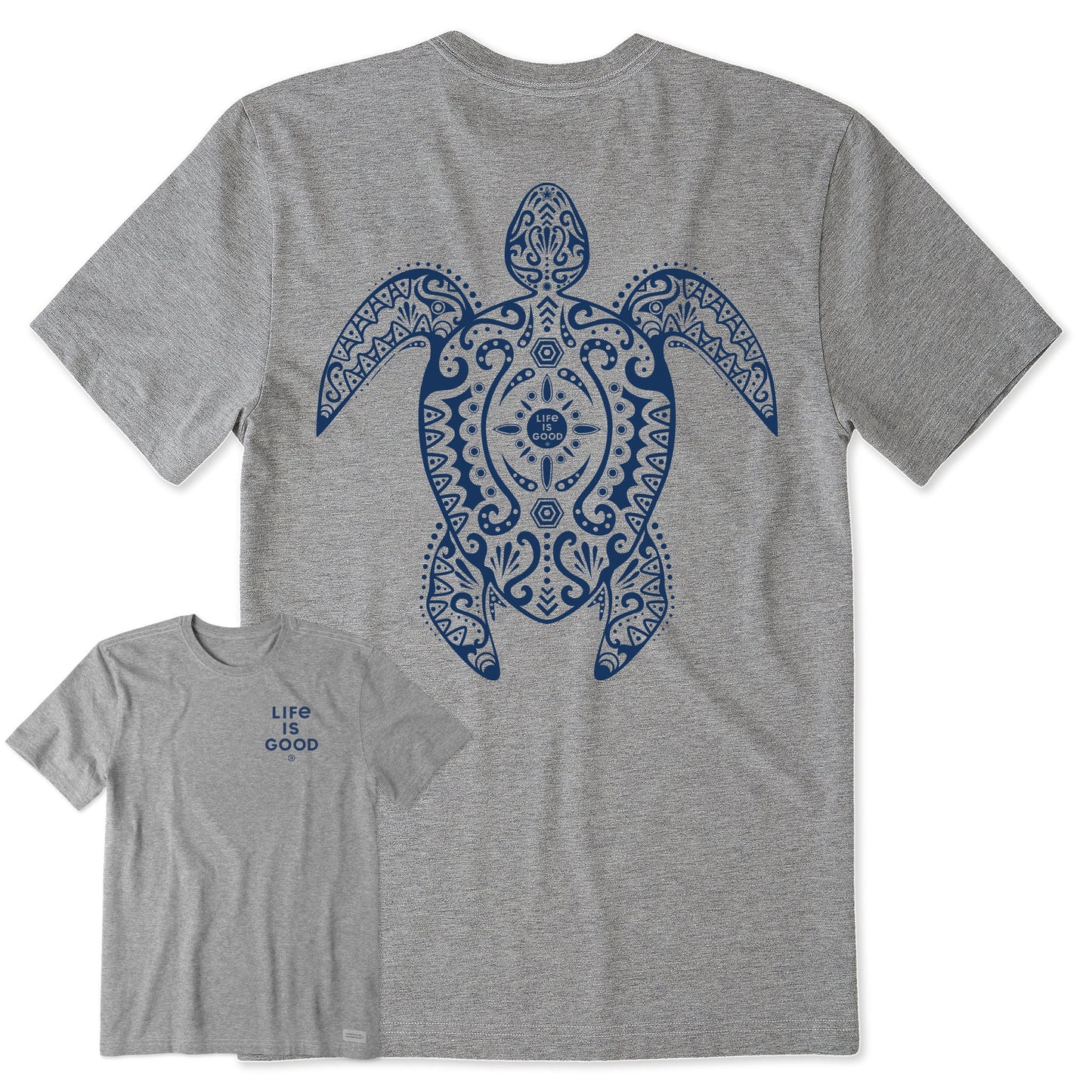 Men's Mandala Turtle Black and White Short Sleeve Crusher Tee
