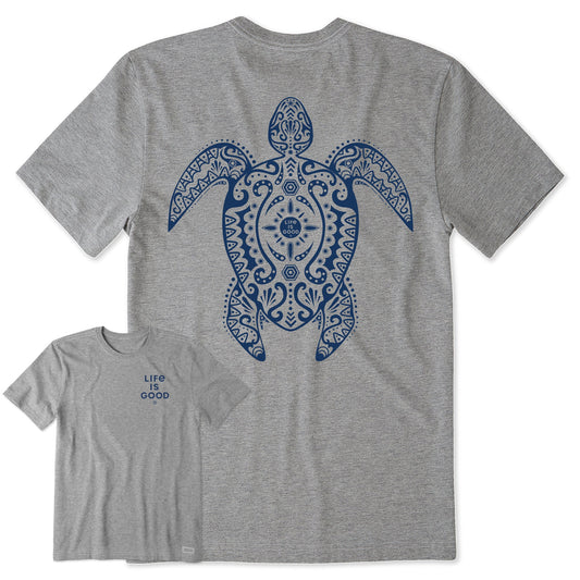 Men's Mandala Turtle Black and White Short Sleeve Crusher Tee