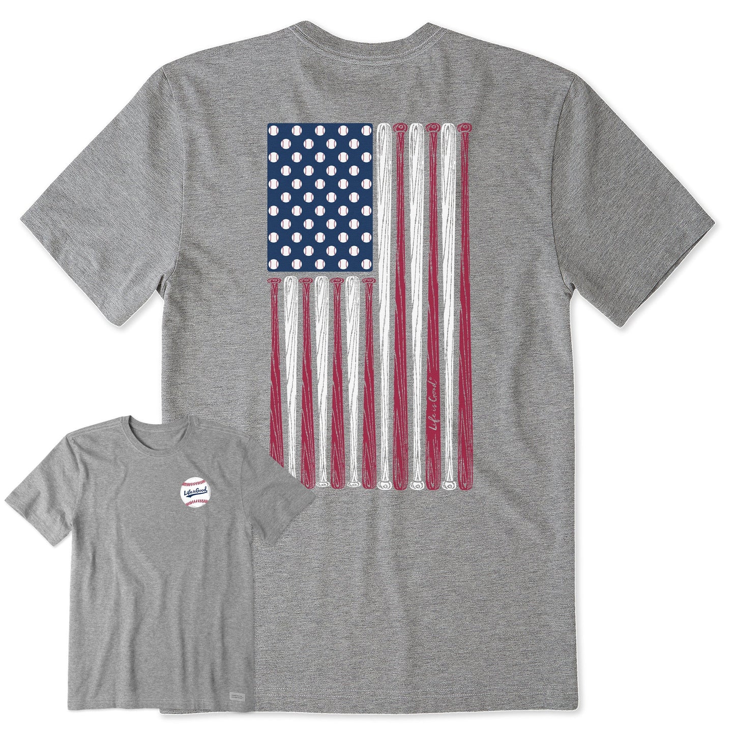 Men's Vertical USA Flag Baseball Short Sleeve Tee