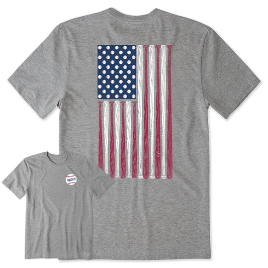 Men's Vertical USA Flag Baseball Short Sleeve Tee