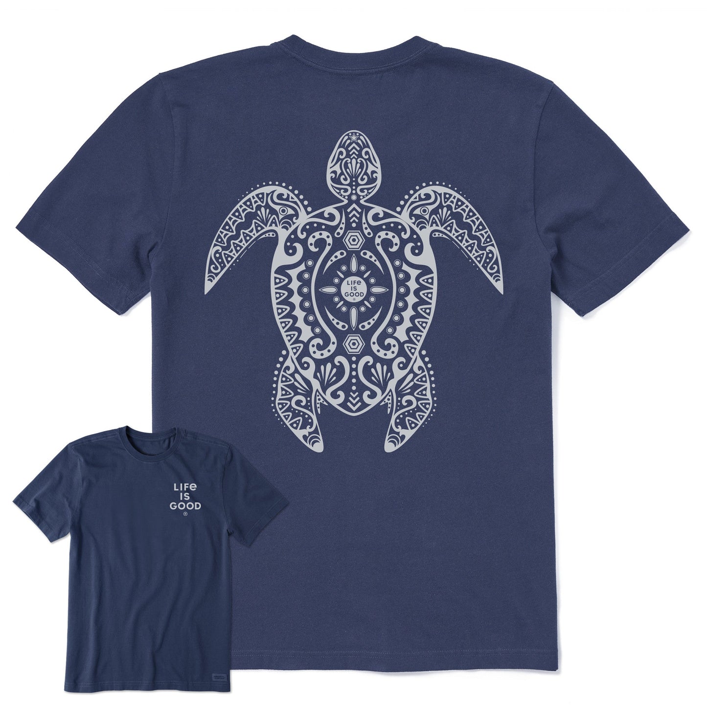 Men's Mandala Turtle Black and White Short Sleeve Crusher Tee