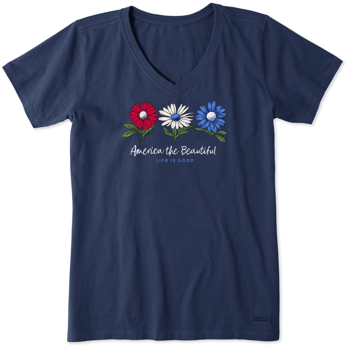 Women's America the Beautiful Daisies Short Sleeve Vee
