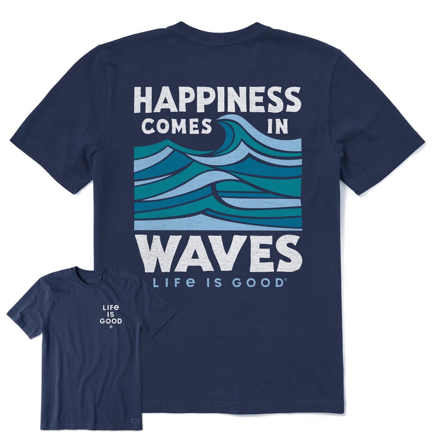 Men's Happy Waves Blockprint Short Sleeve Tee