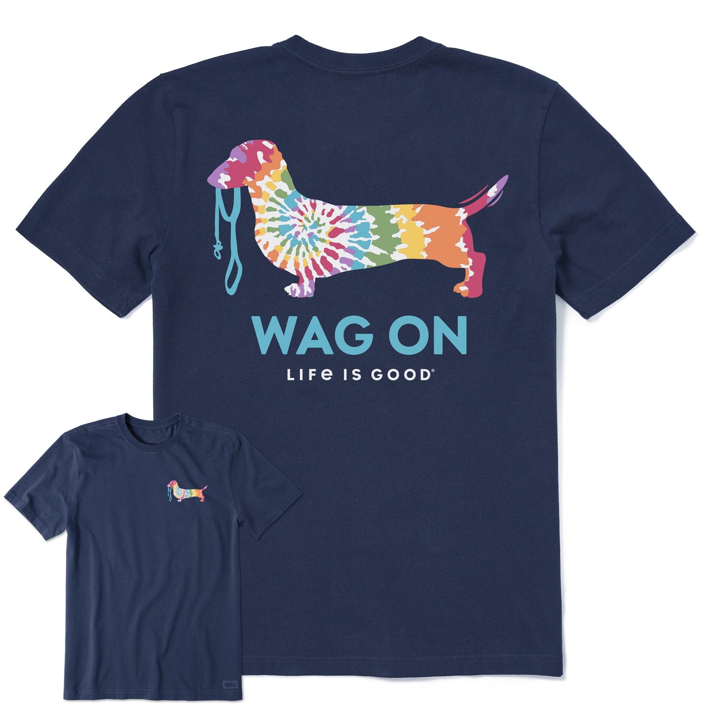 Men's Wag On Tie Dye Dachshund Short Sleeve Crusher Tee